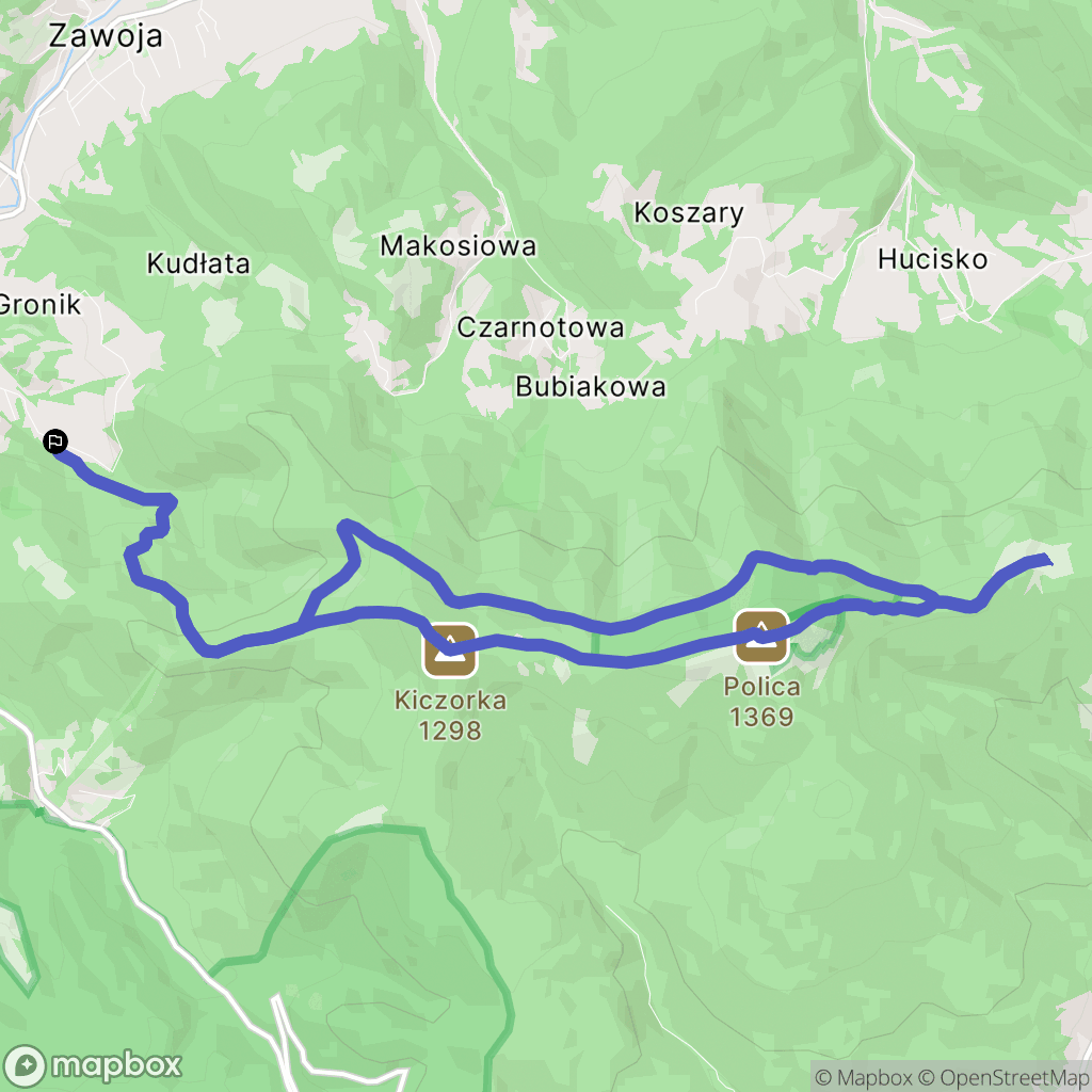 Zawoja: mapa trasy - Poland