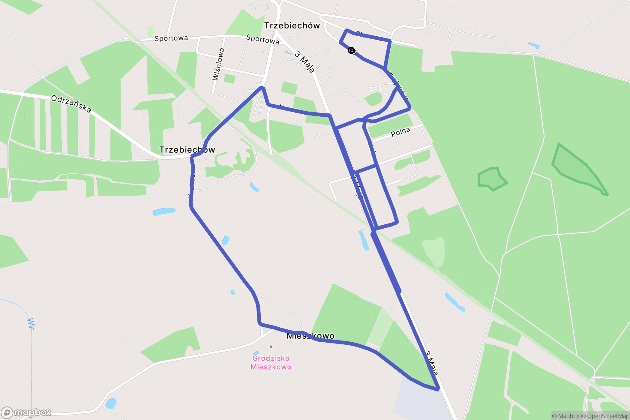 Trzebiechów: mapa trasy - Poland