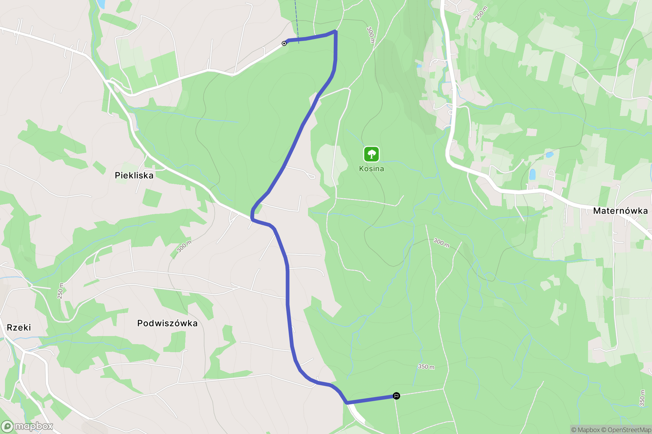 Wyżne: mapa trasy - Poland