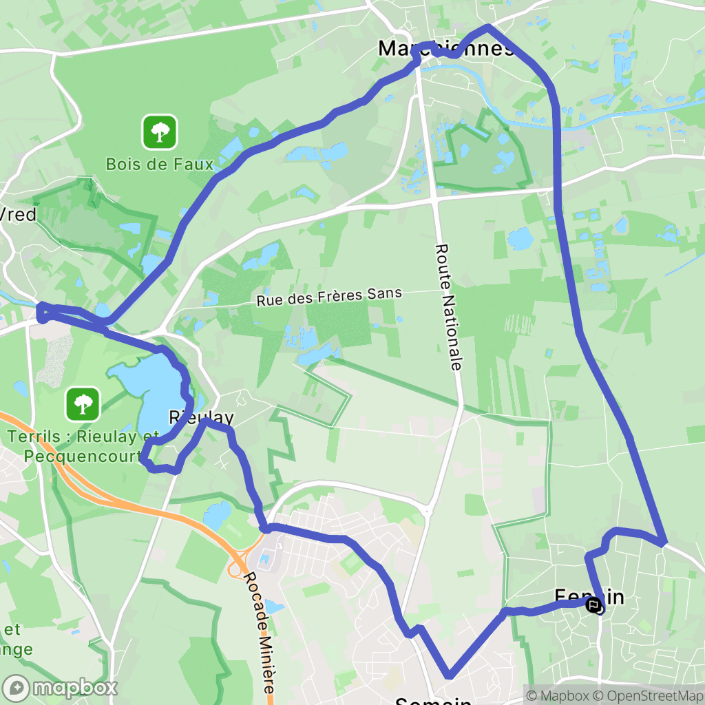 Fenain : carte du parcours de randonnée - France