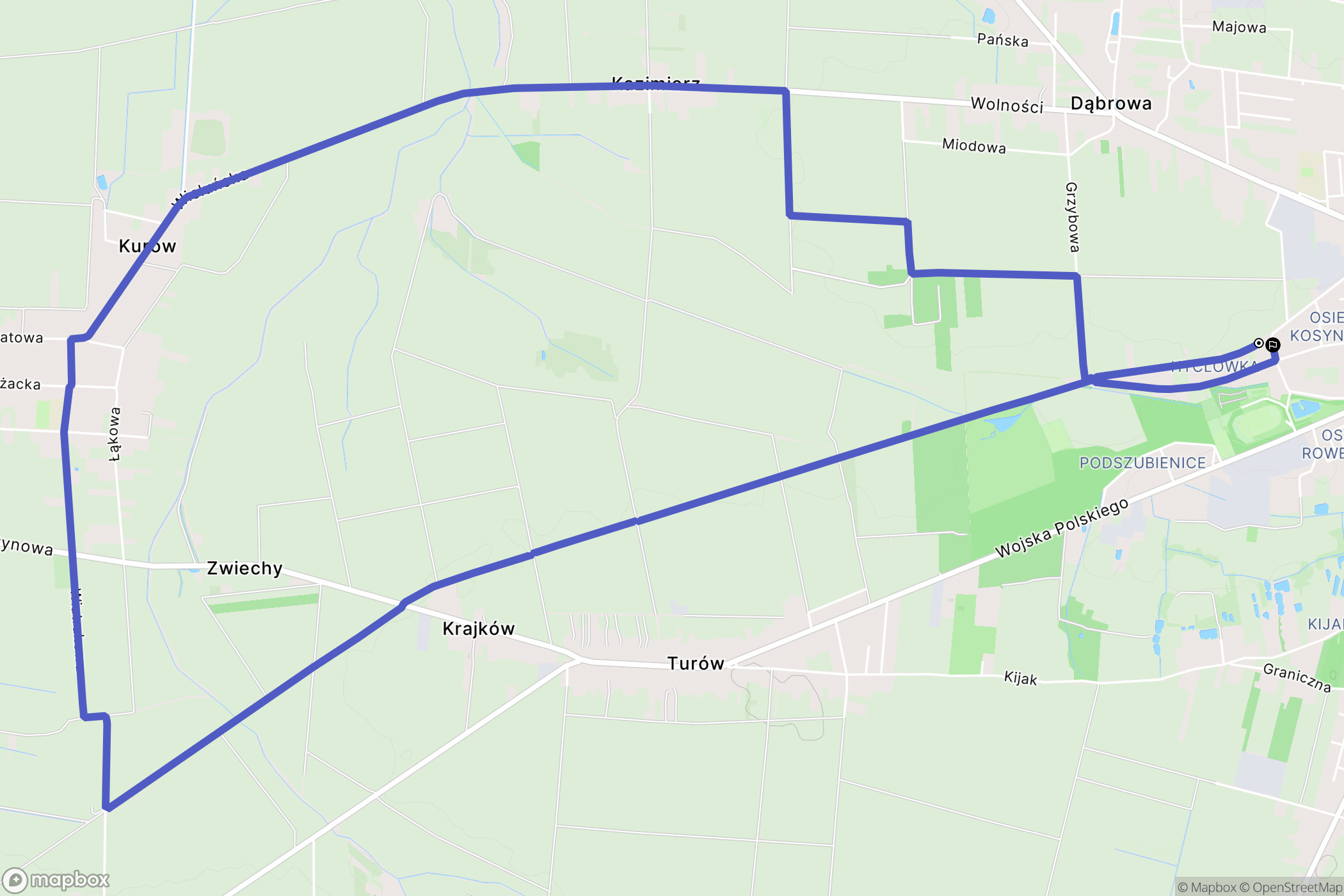 Wieluń: mapa trasy - Poland