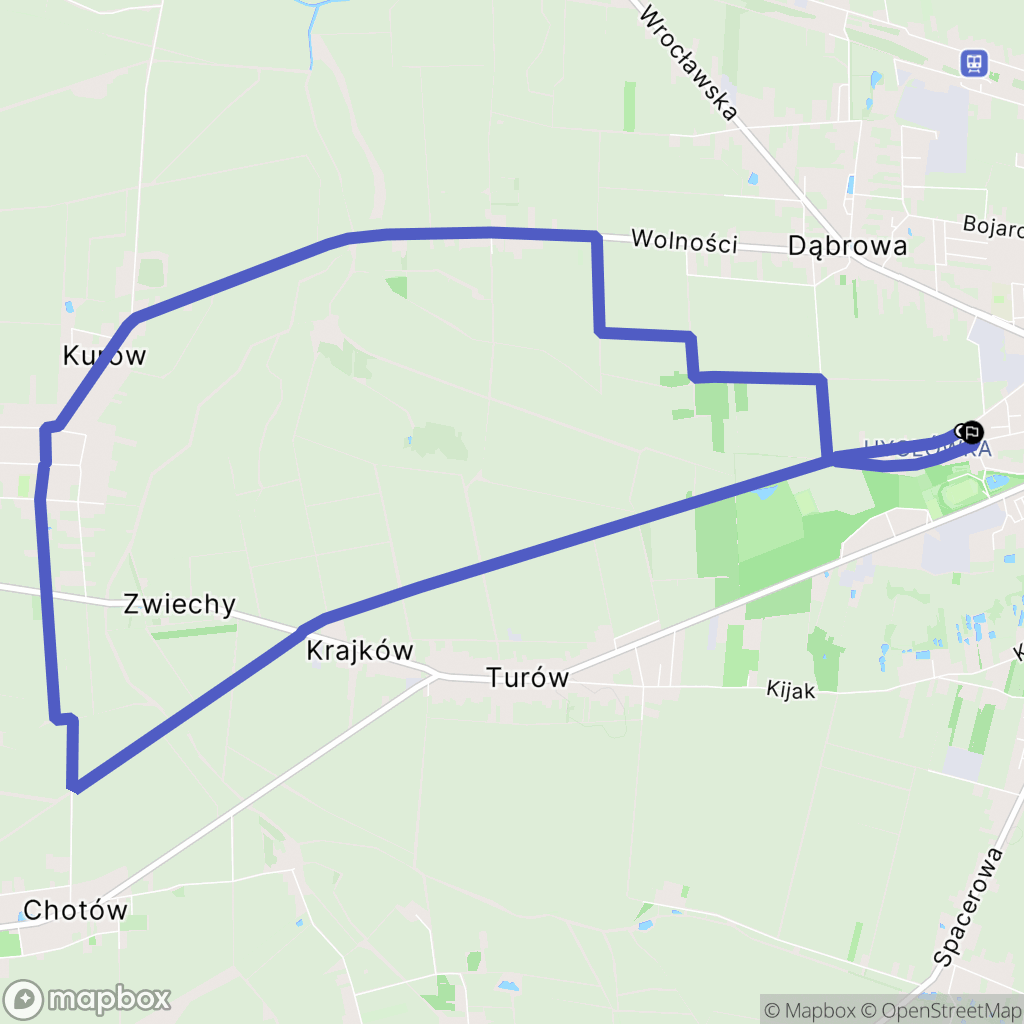 Wieluń: mapa trasy - Poland
