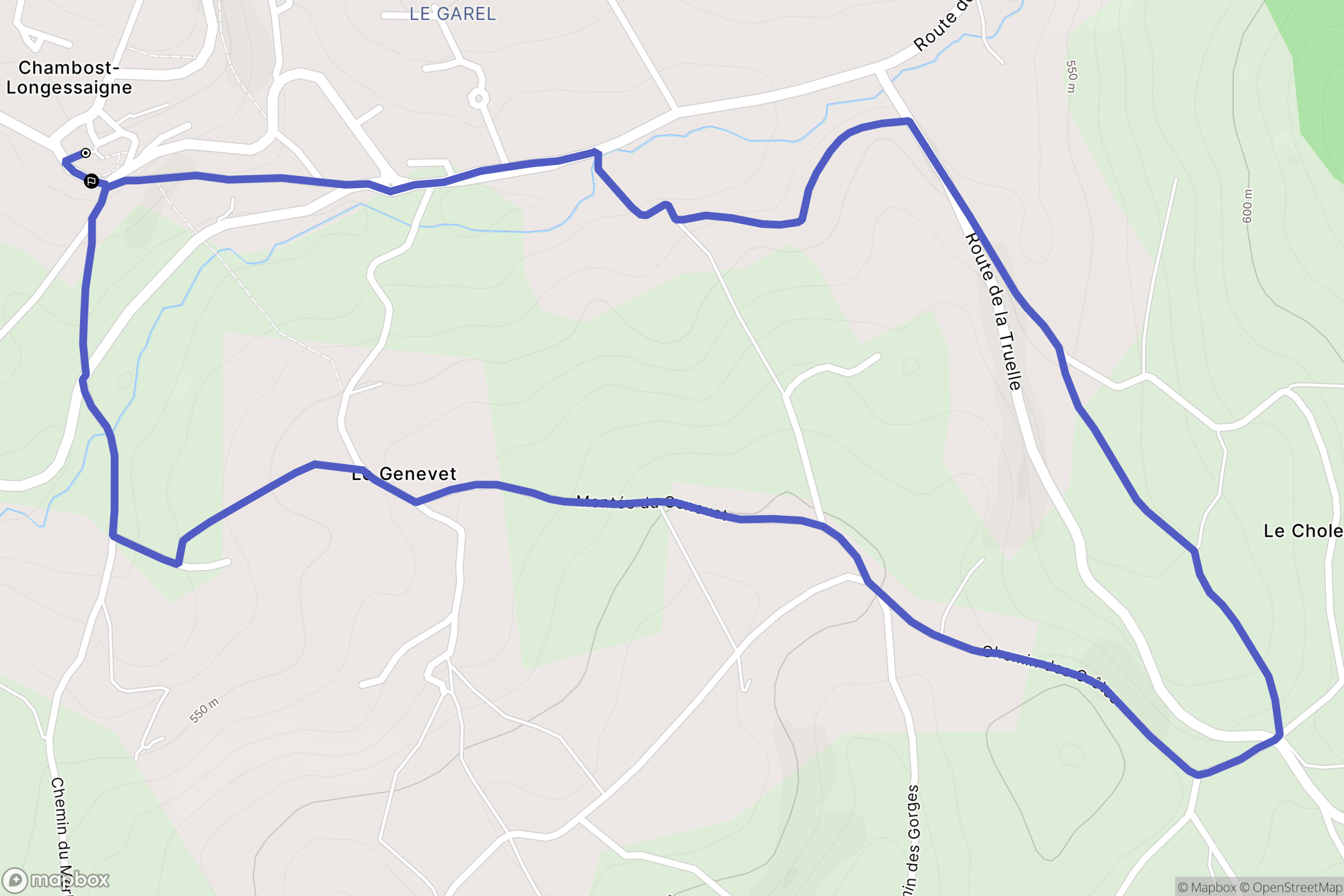 Chambost-Longessaigne : carte du parcours de randonnée - France