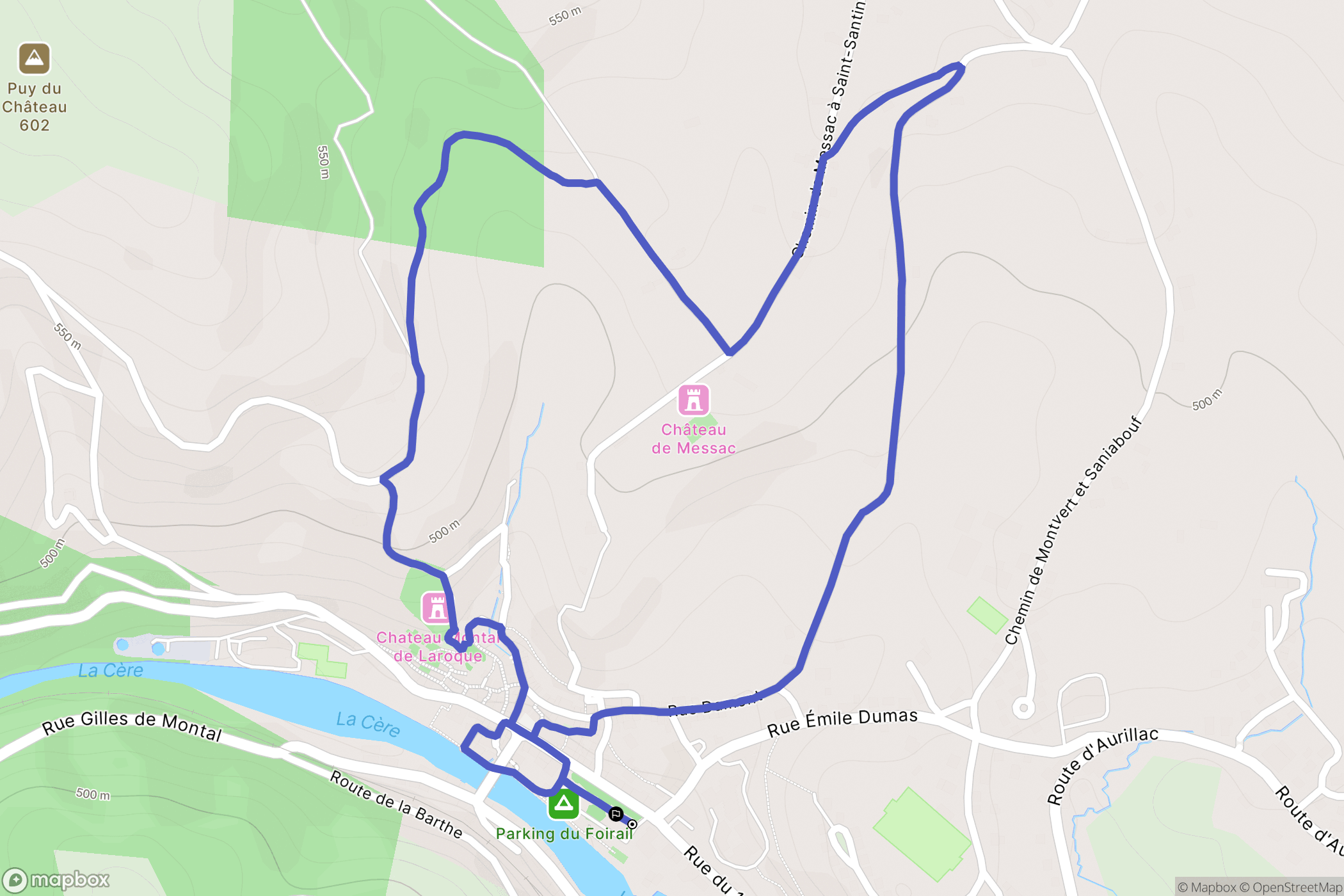 Laroquebrou : carte du parcours de randonnée - France