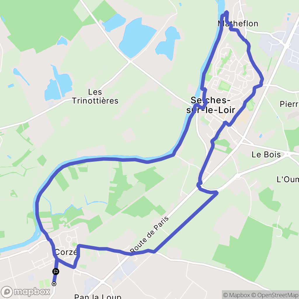 Corzé : carte du parcours de randonnée - France
