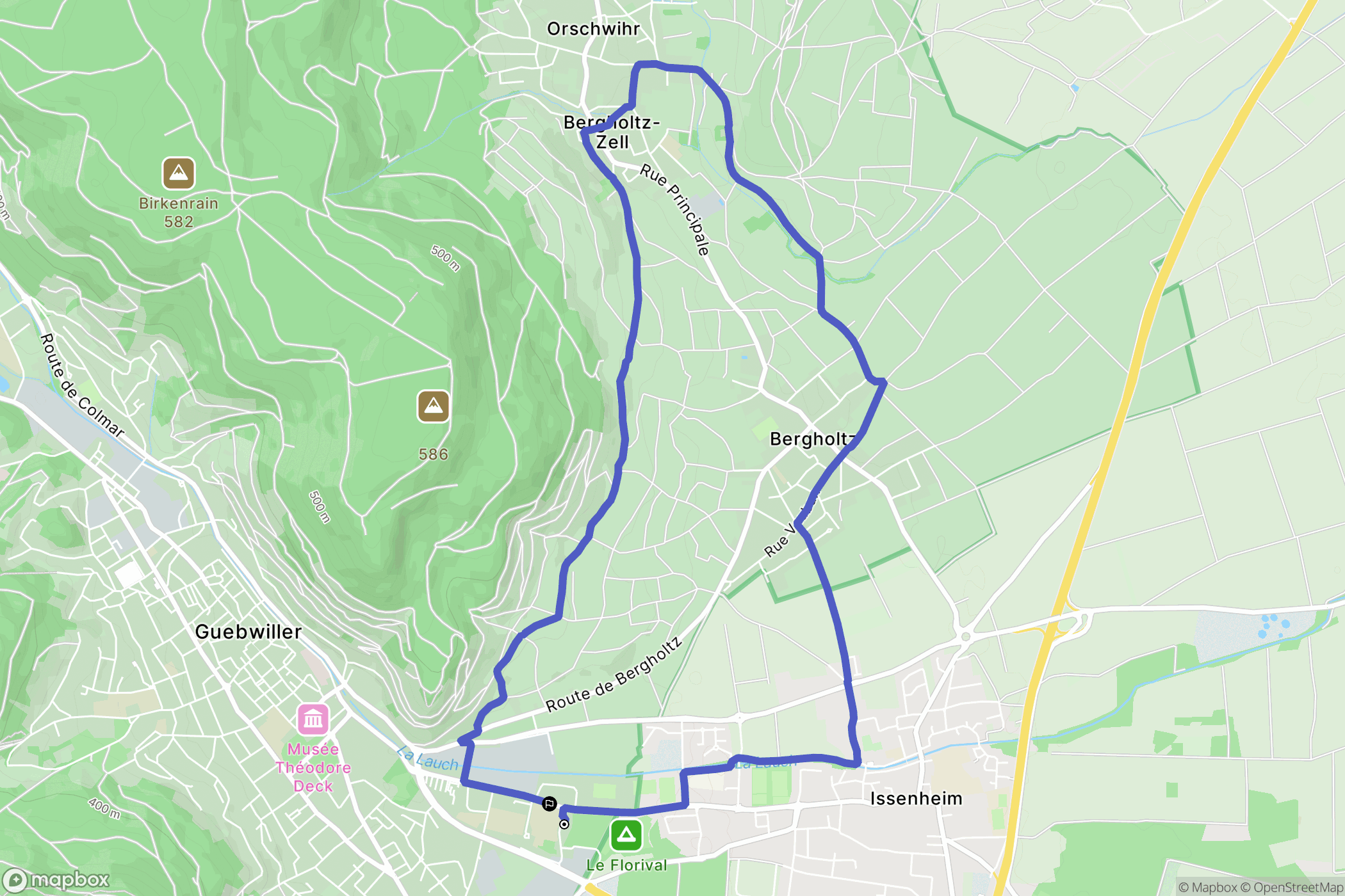Guebwiller : carte du parcours de randonnée - France