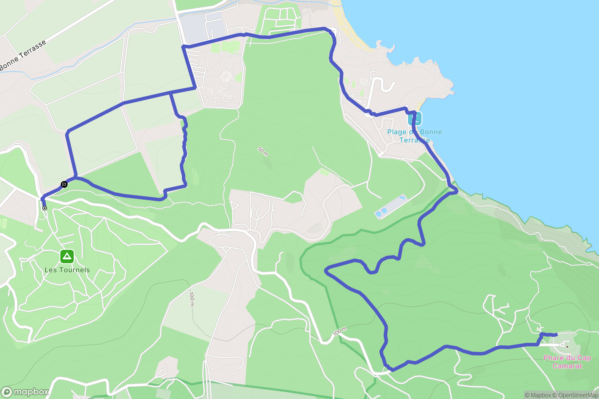 Ramatuelle : carte du parcours de randonnée - France