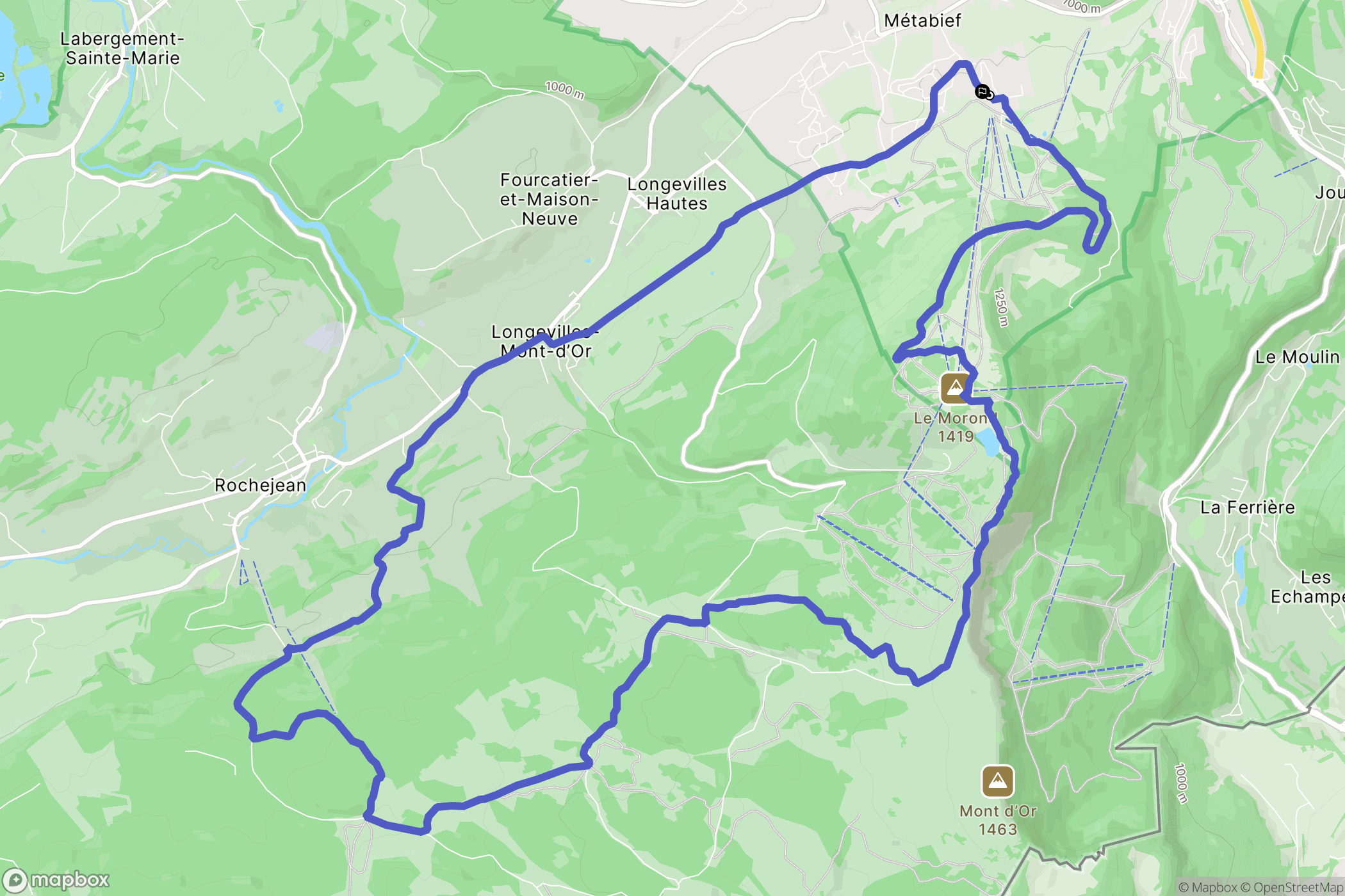 Métabief : carte du parcours de randonnée - France