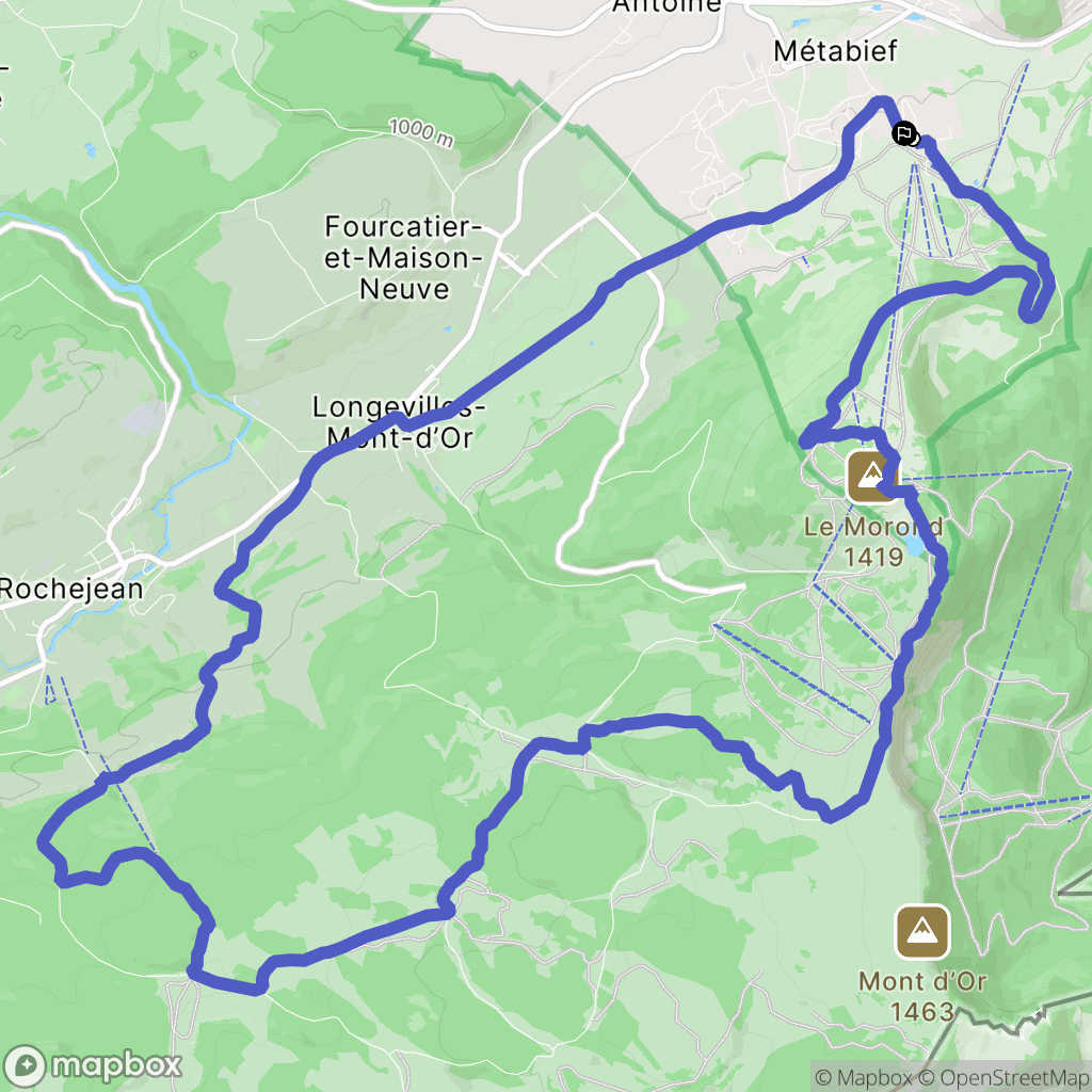 Métabief : carte du parcours de randonnée - France