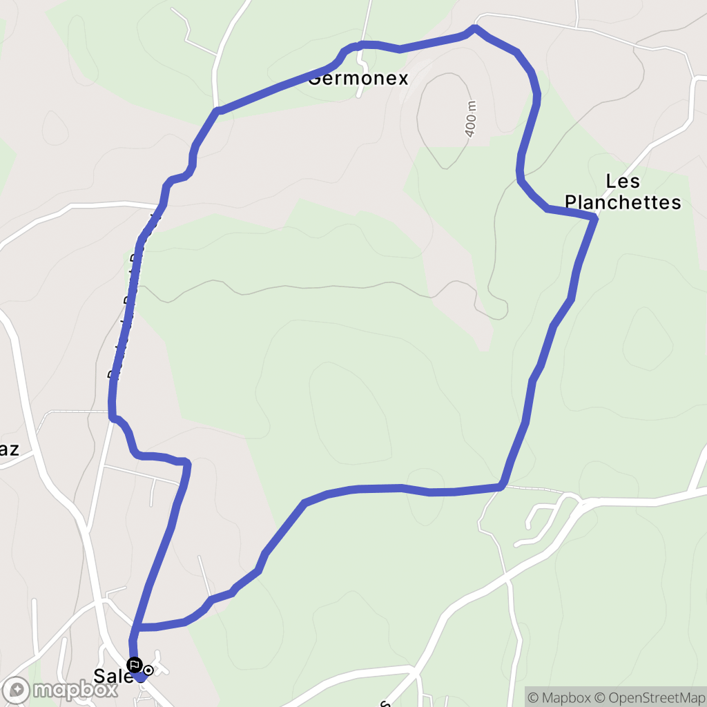 Sales : carte du parcours de randonnée - France