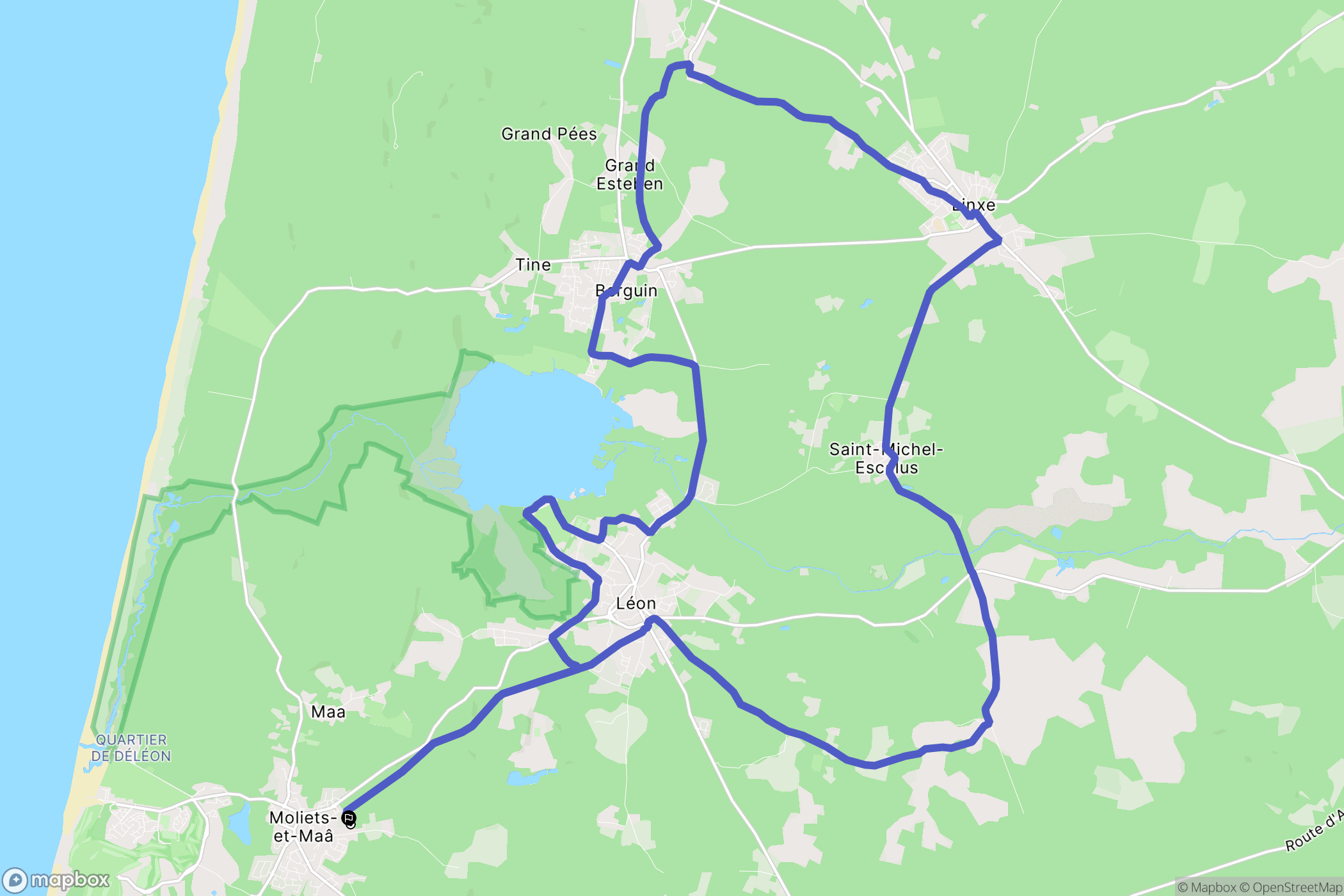 Moliets-et-Maa : carte du parcours de randonnée - France