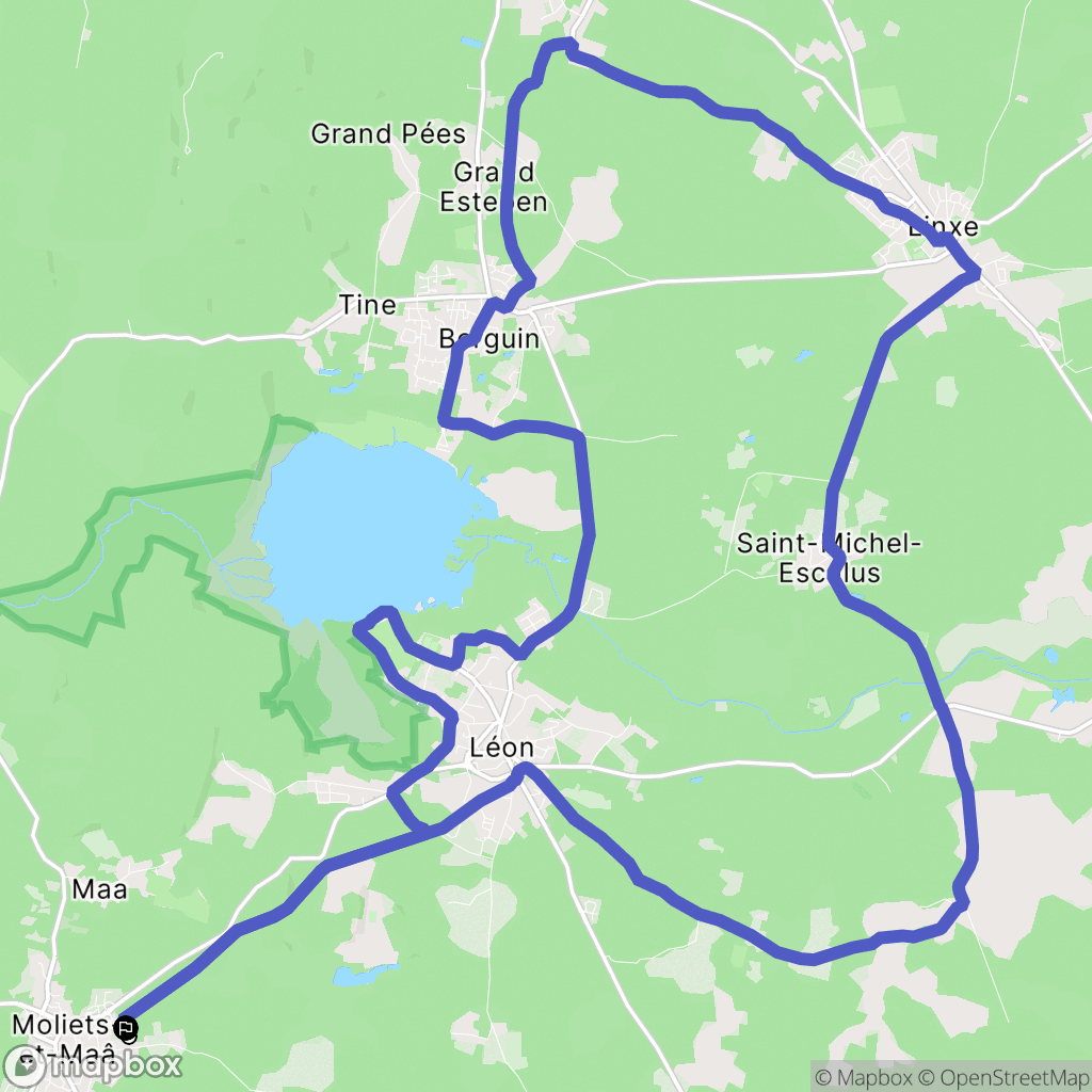Moliets-et-Maa : carte du parcours de randonnée - France
