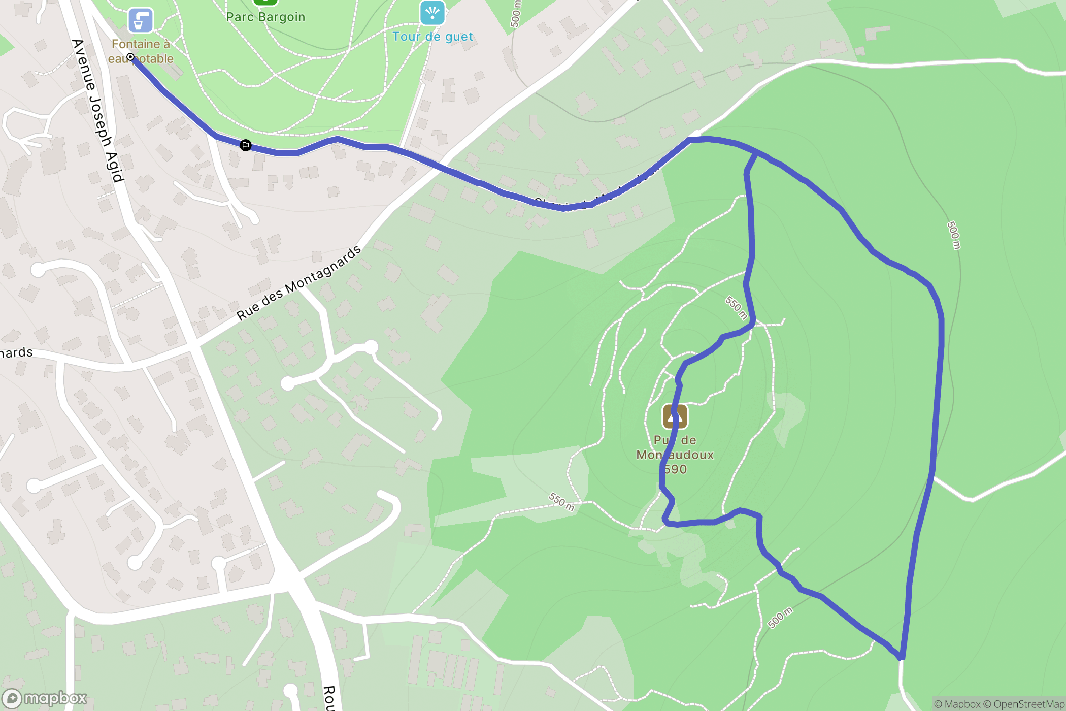 Royat : carte du parcours de randonnée - France
