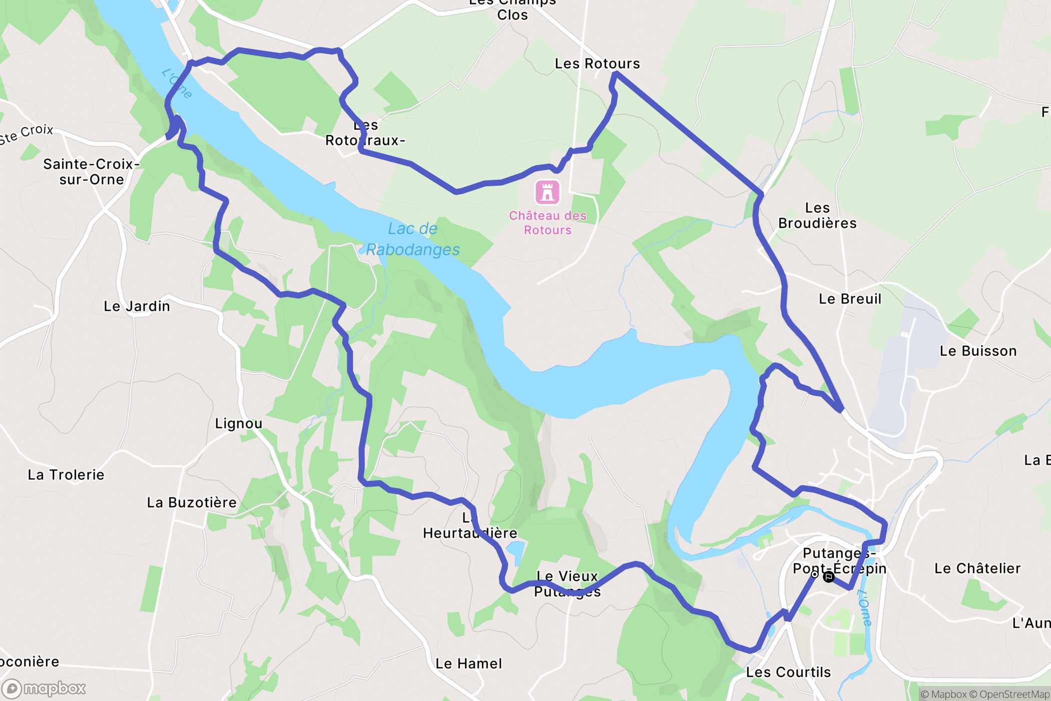 Putanges-le-Lac : carte du parcours de randonnée - France