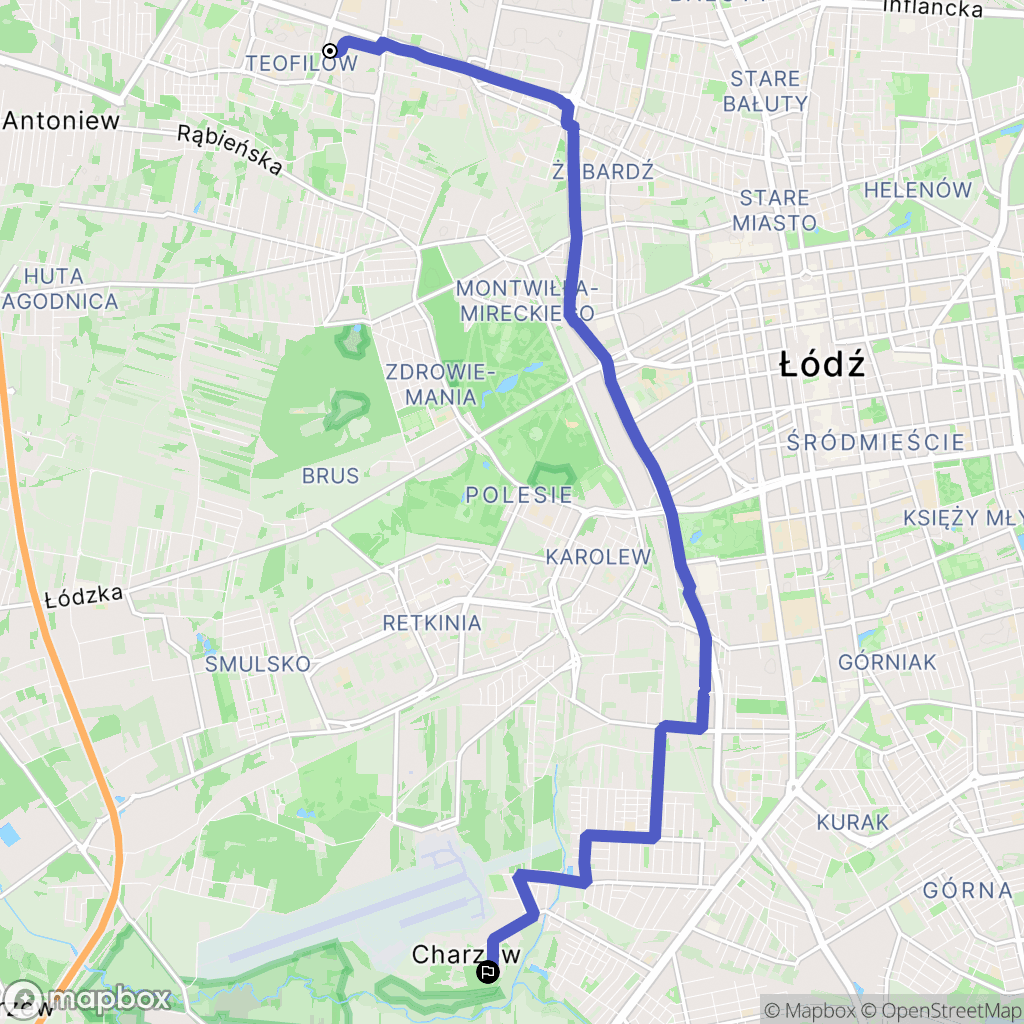 Łódź: mapa trasy - Poland