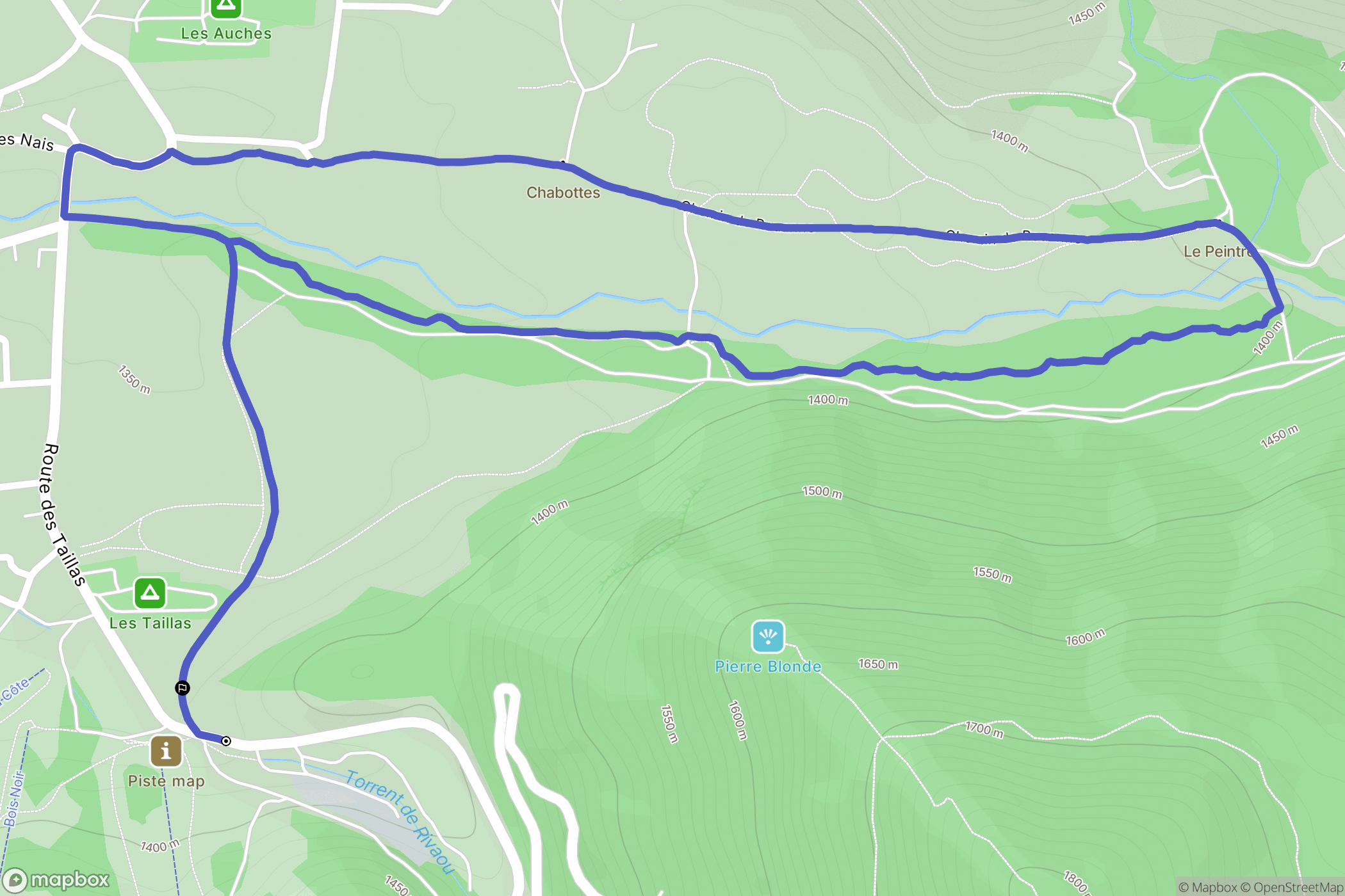 Ancelle : carte du parcours de randonnée - France