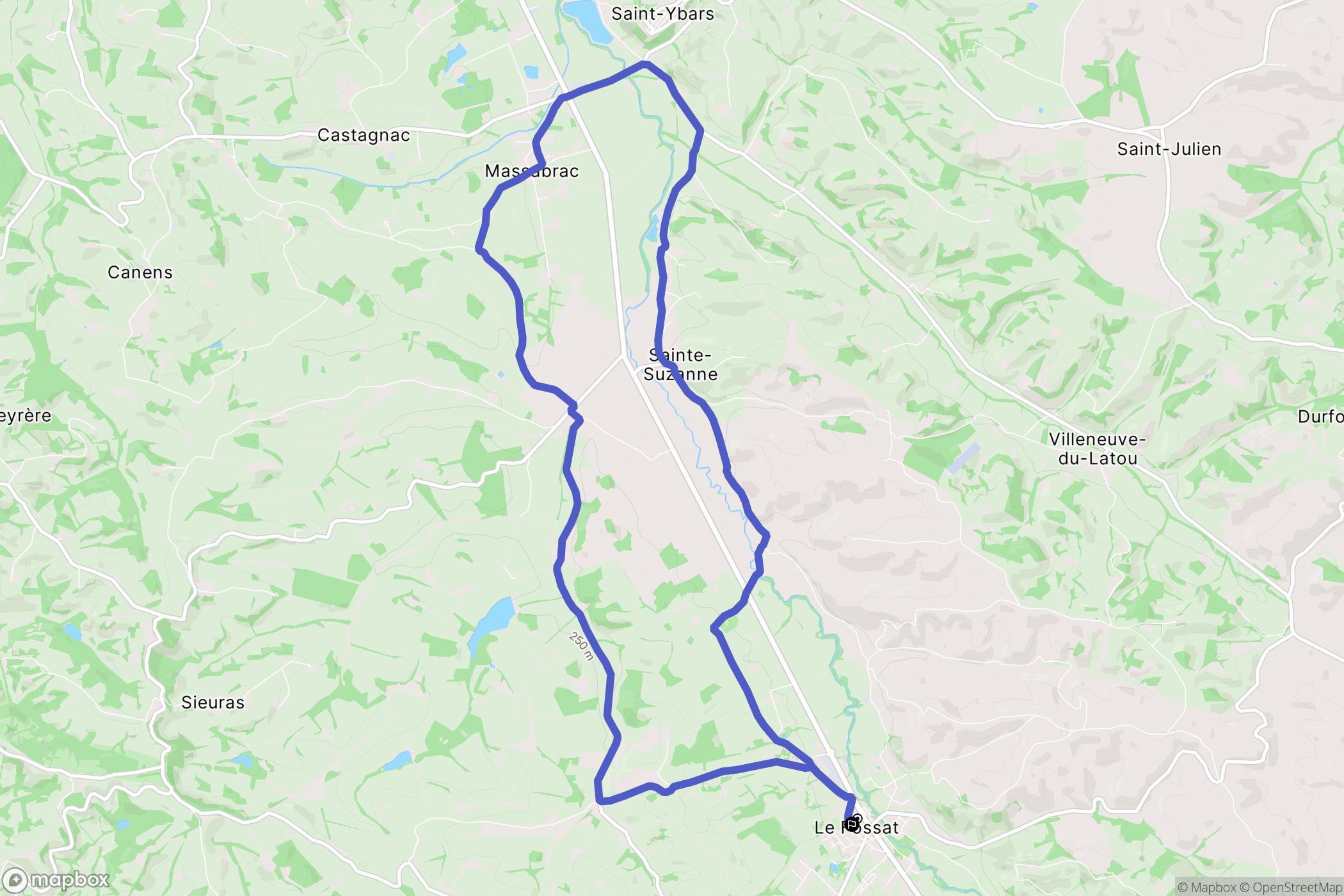 Le Fossat : carte du parcours de randonnée - France
