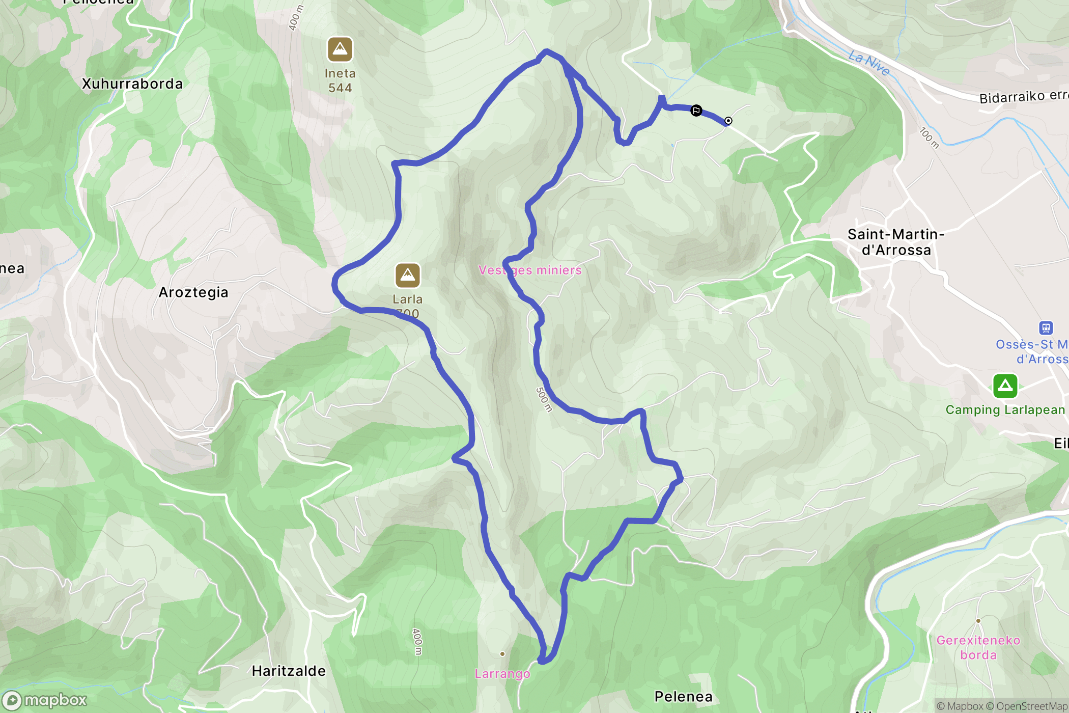 Saint-Martin-d'Arrossa : carte du parcours de randonnée - France