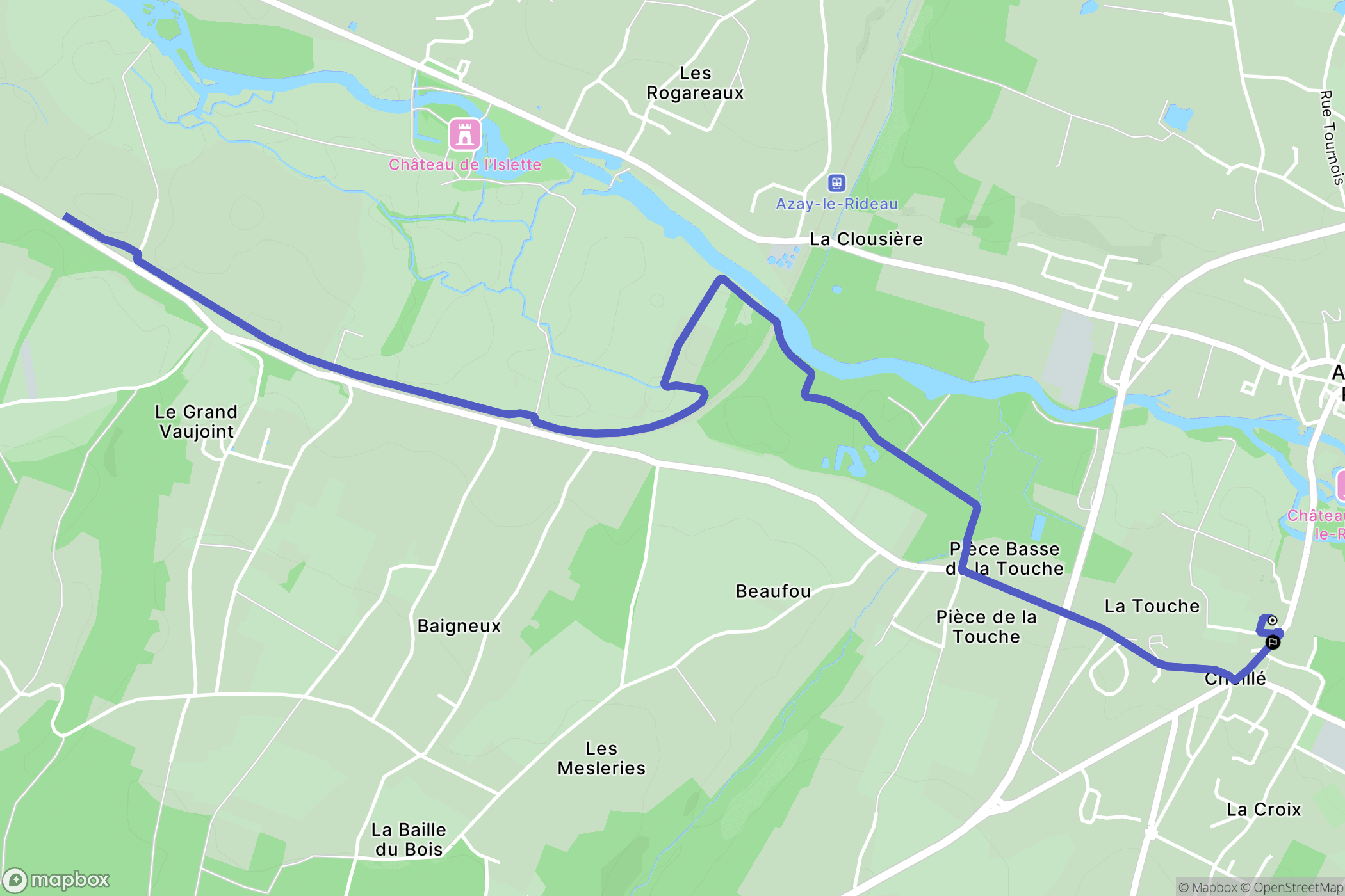 Cheillé : carte du parcours de randonnée - France