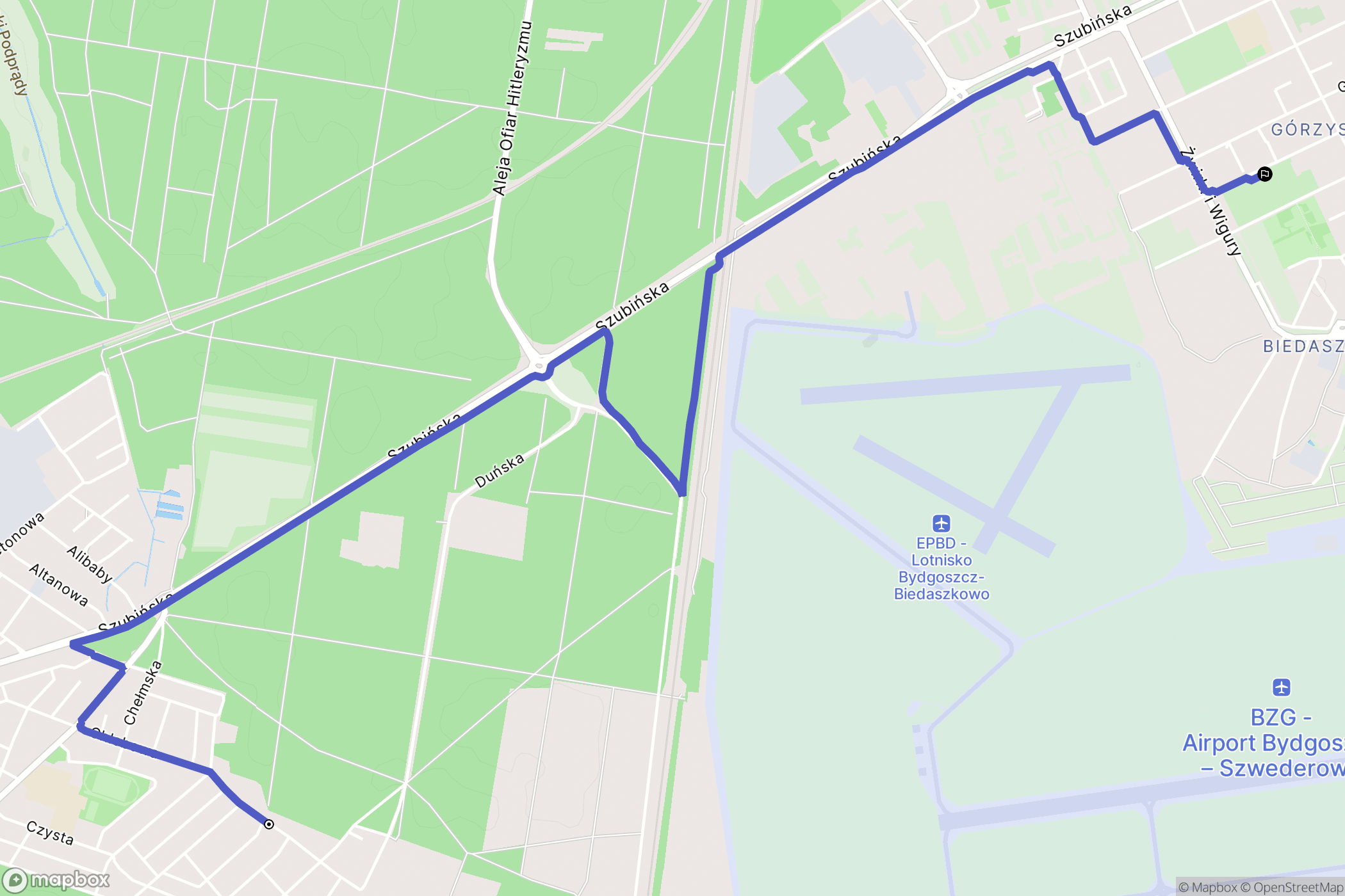 Białe Błota: mapa trasy - Poland
