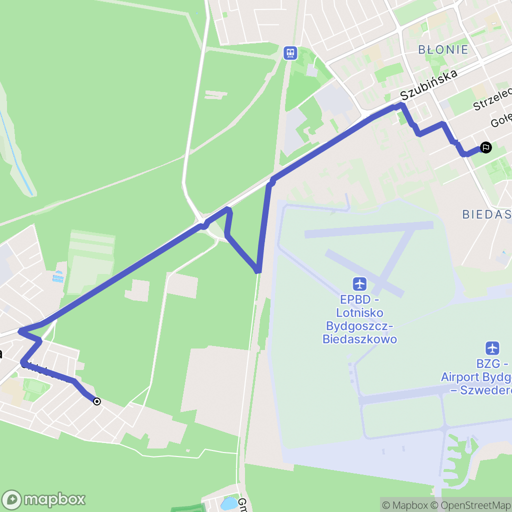 Białe Błota: mapa trasy - Poland