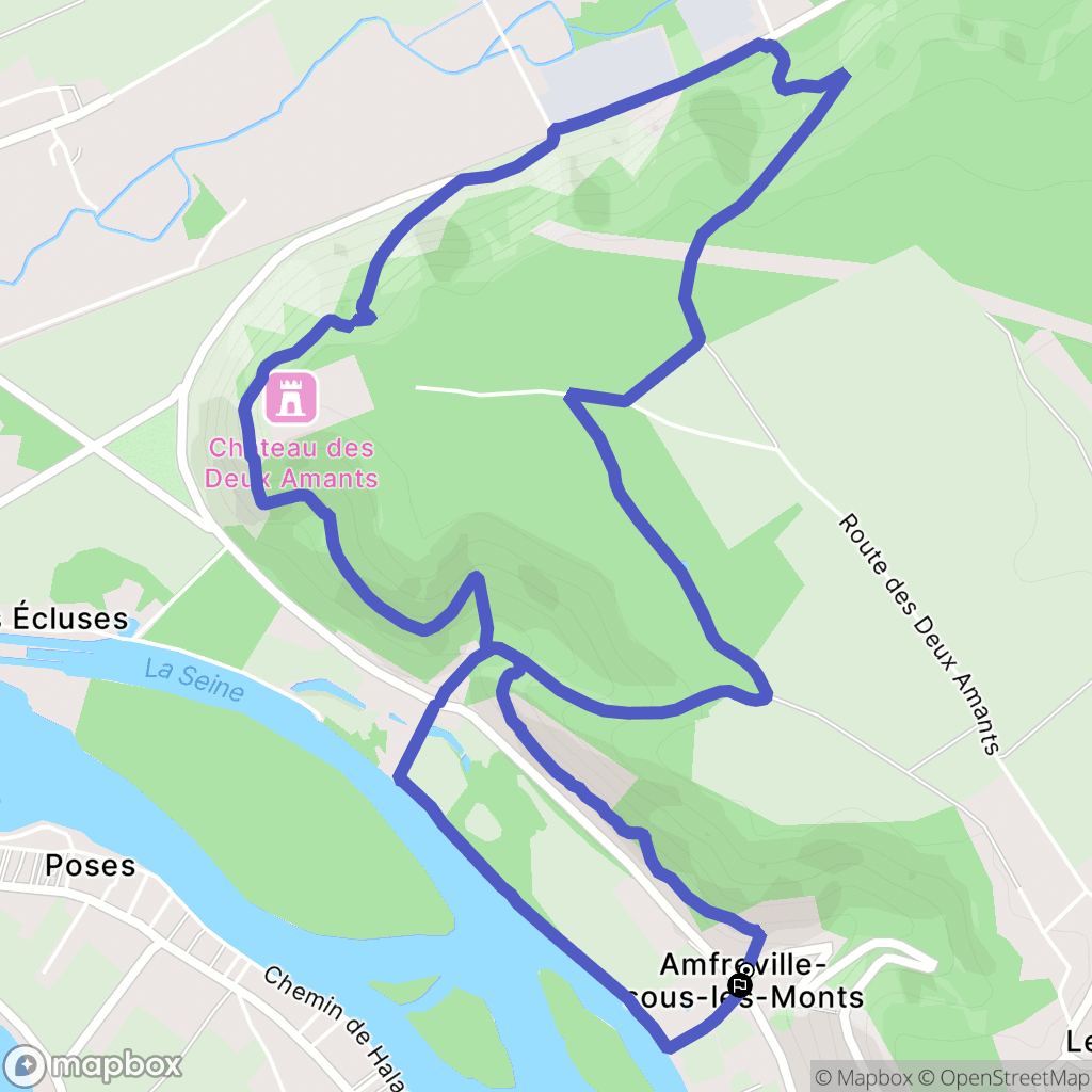 Amfreville-sous-les-Monts : carte du parcours de randonnée - France