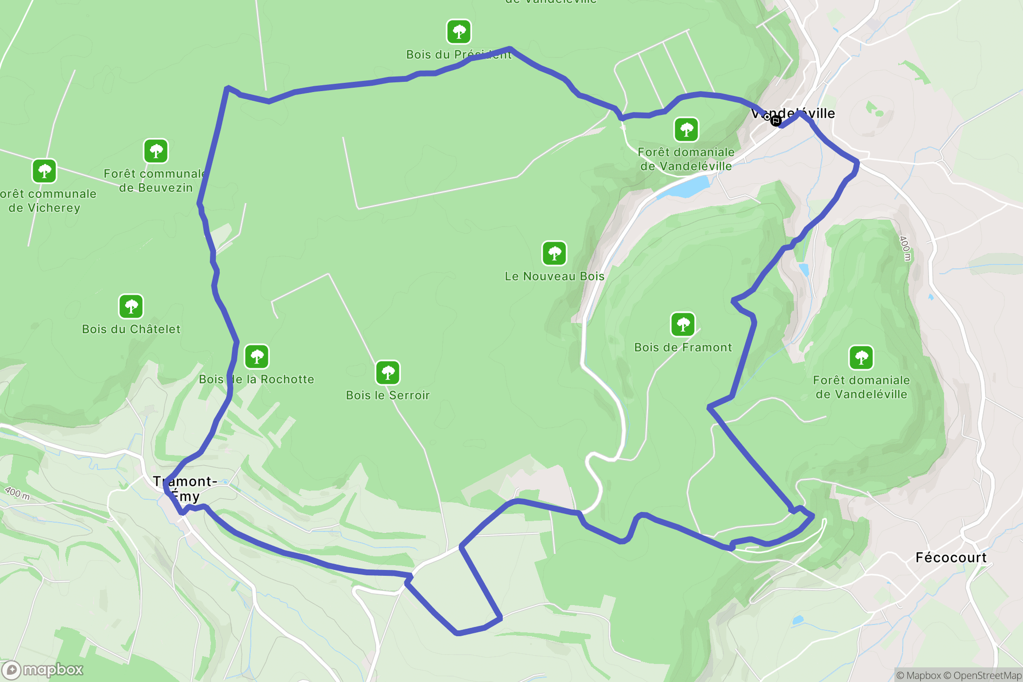 Vandeléville : carte du parcours de randonnée - France