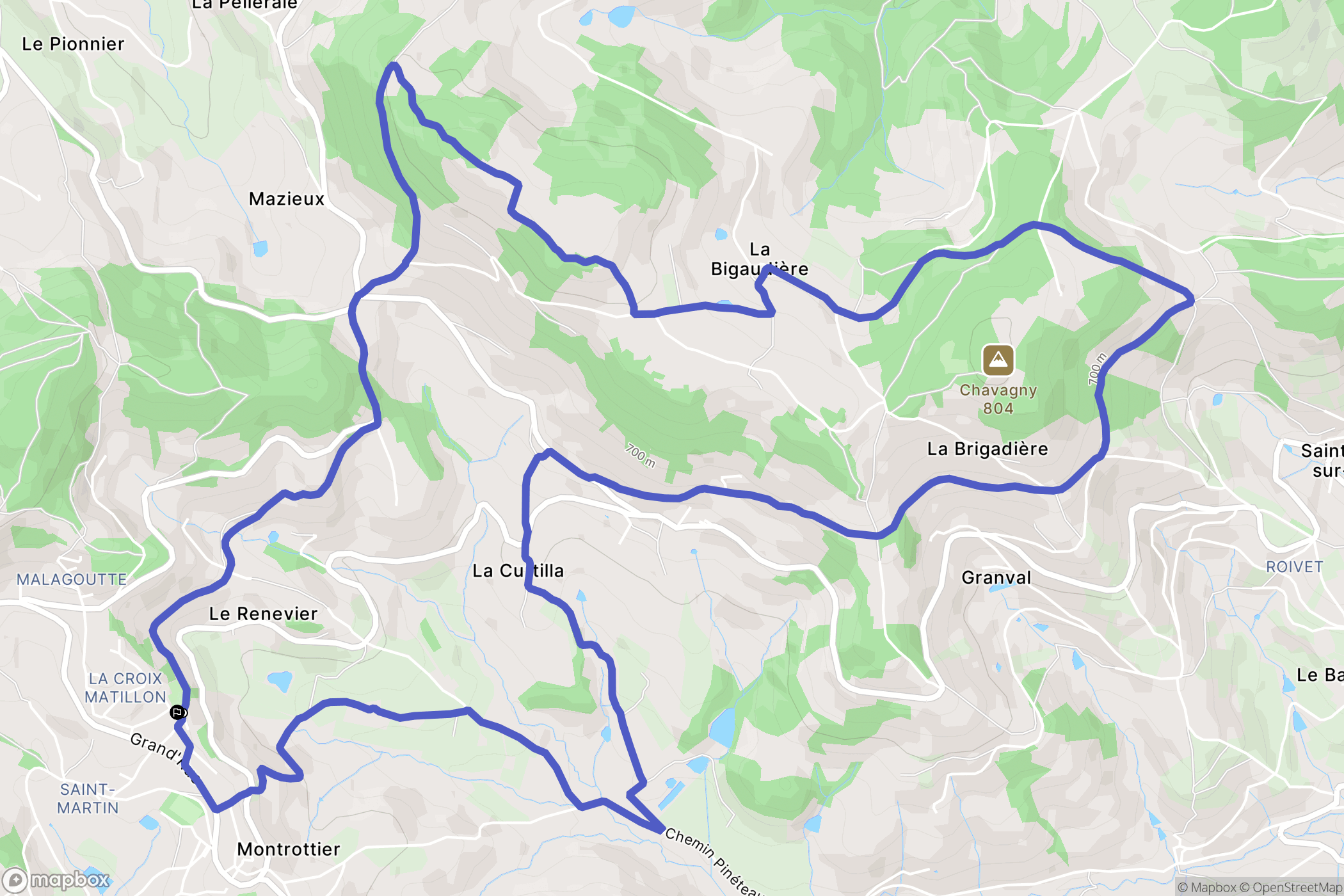Montrottier : carte du parcours de randonnée - France