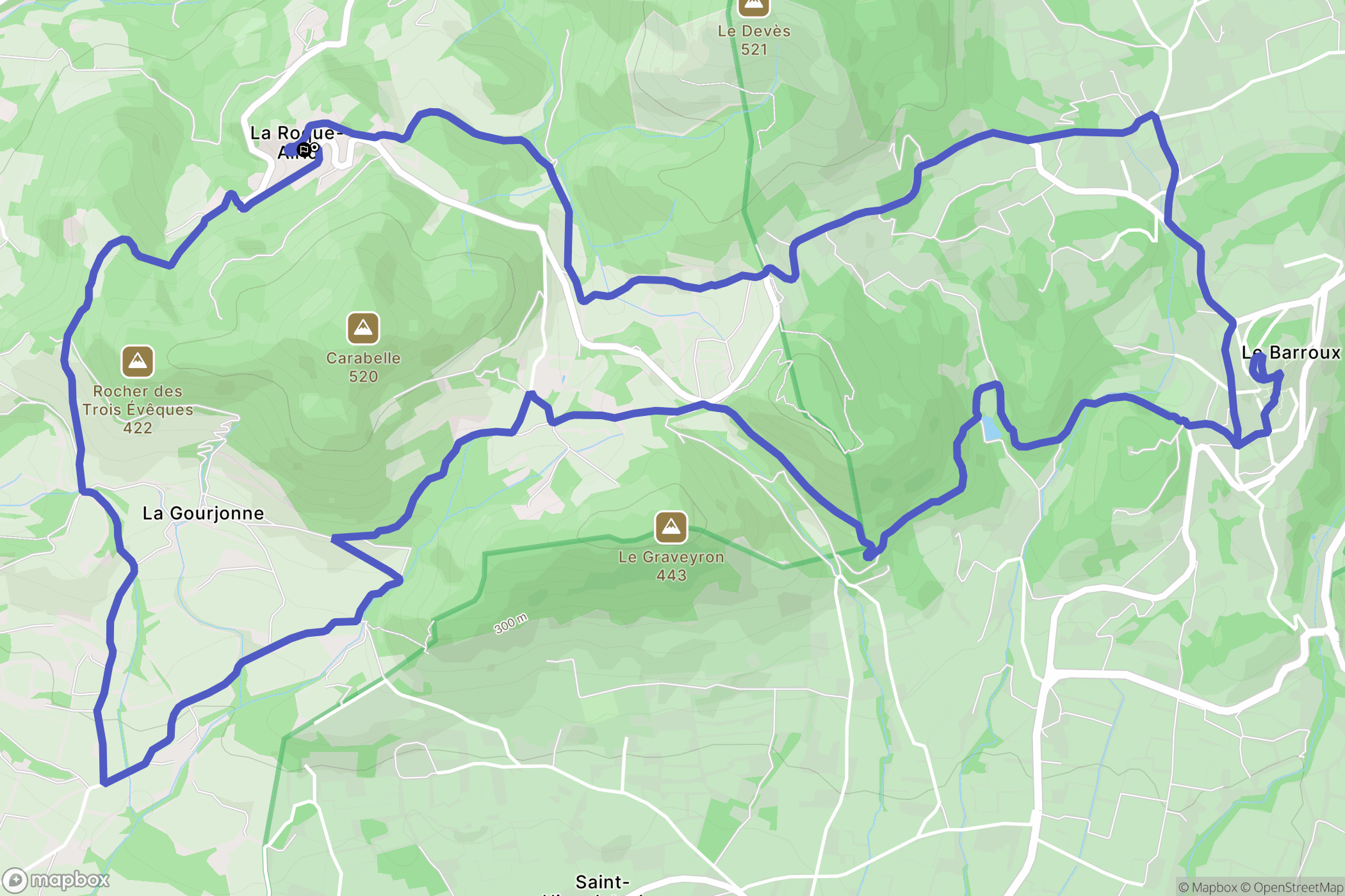 La Roque-Alric : carte du parcours de randonnée - France