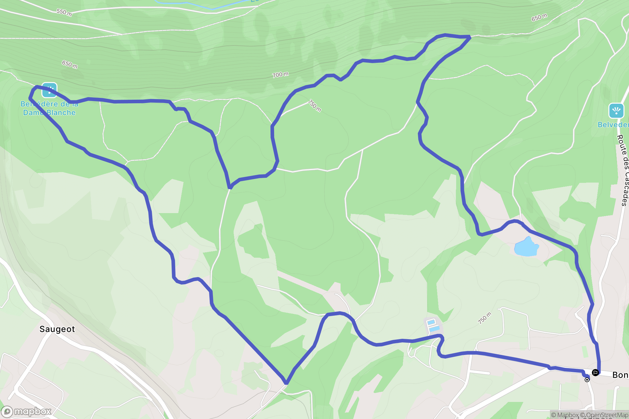 Bonlieu : carte du parcours de randonnée - France