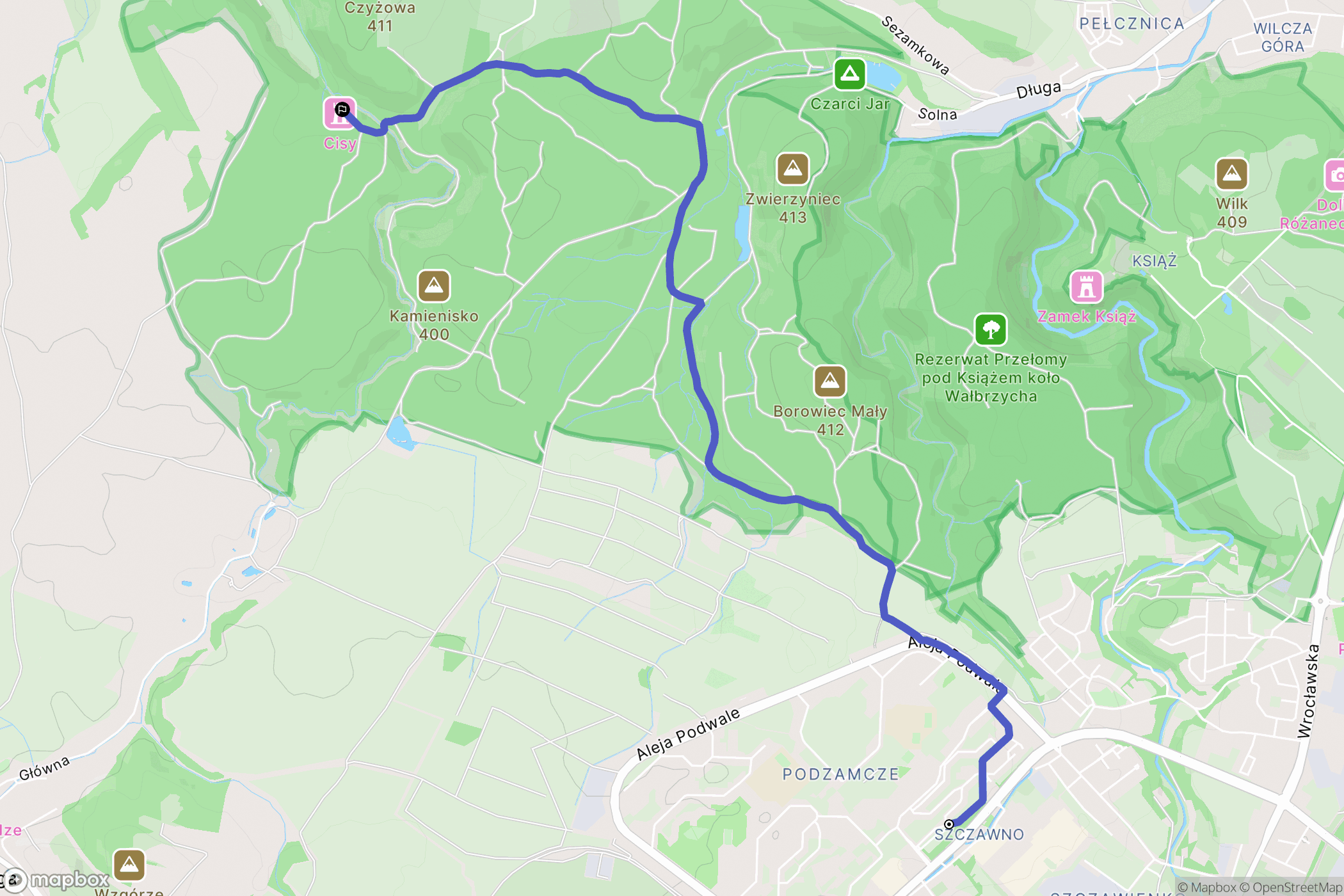 Wałbrzych: mapa trasy - Poland