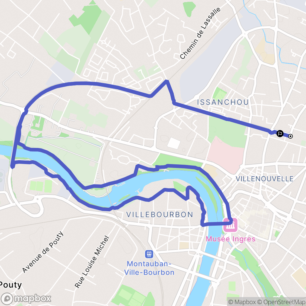Montauban : carte du parcours de randonnée - France