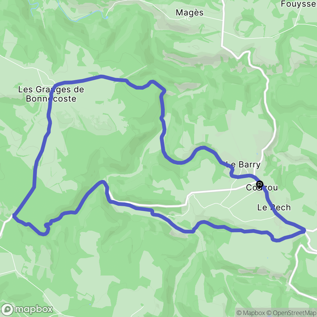 Couzou : carte du parcours de randonnée - France