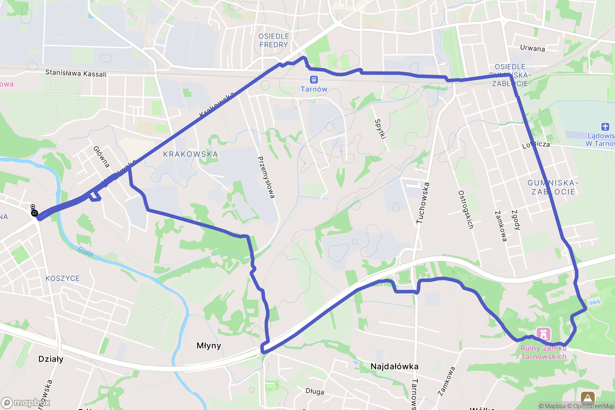 Tarnów: mapa trasy - Poland