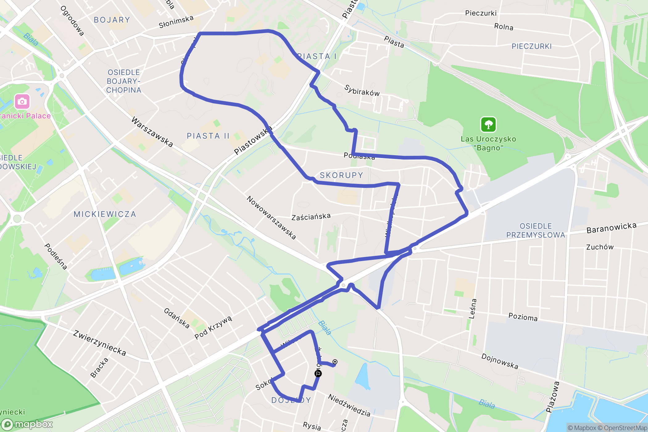 Białystok: mapa trasy - Poland