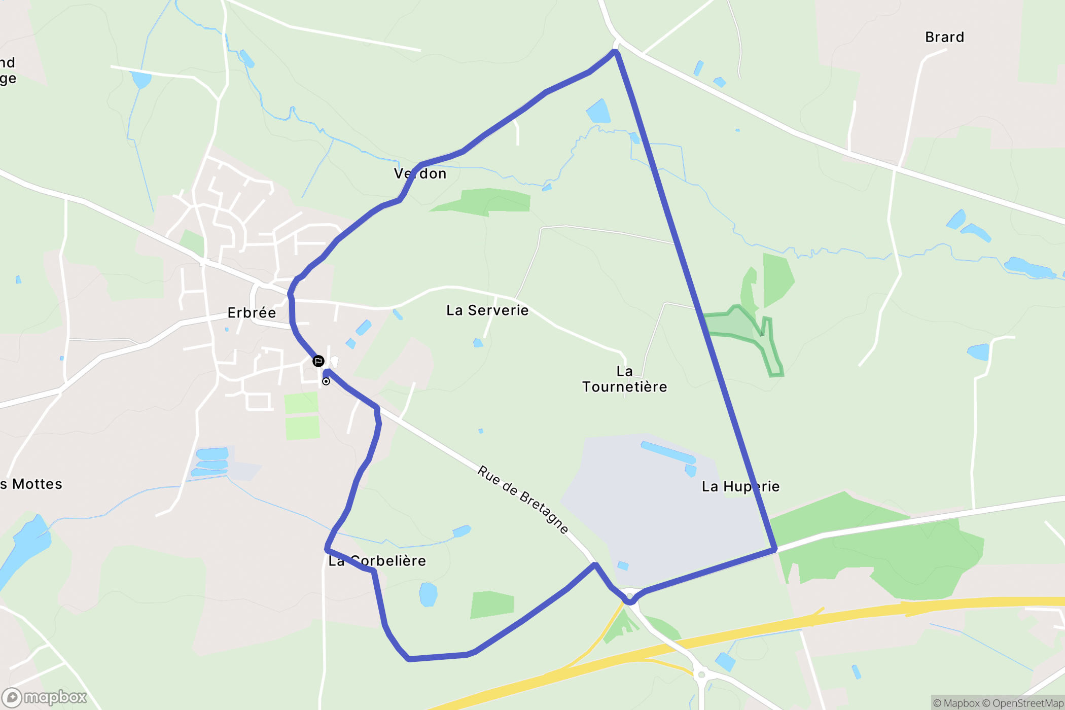 Erbrée : carte du parcours de randonnée - France