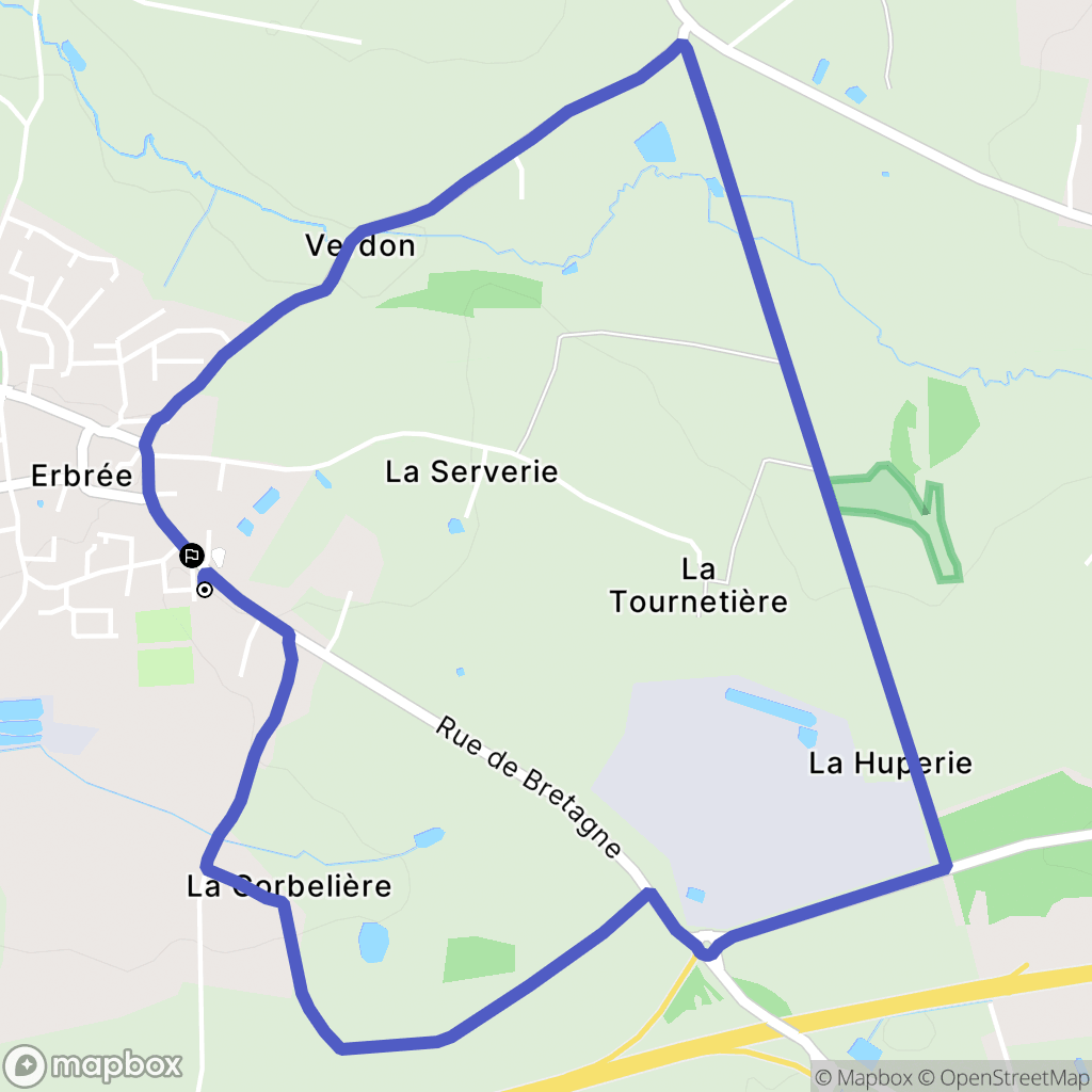 Erbrée : carte du parcours de randonnée - France