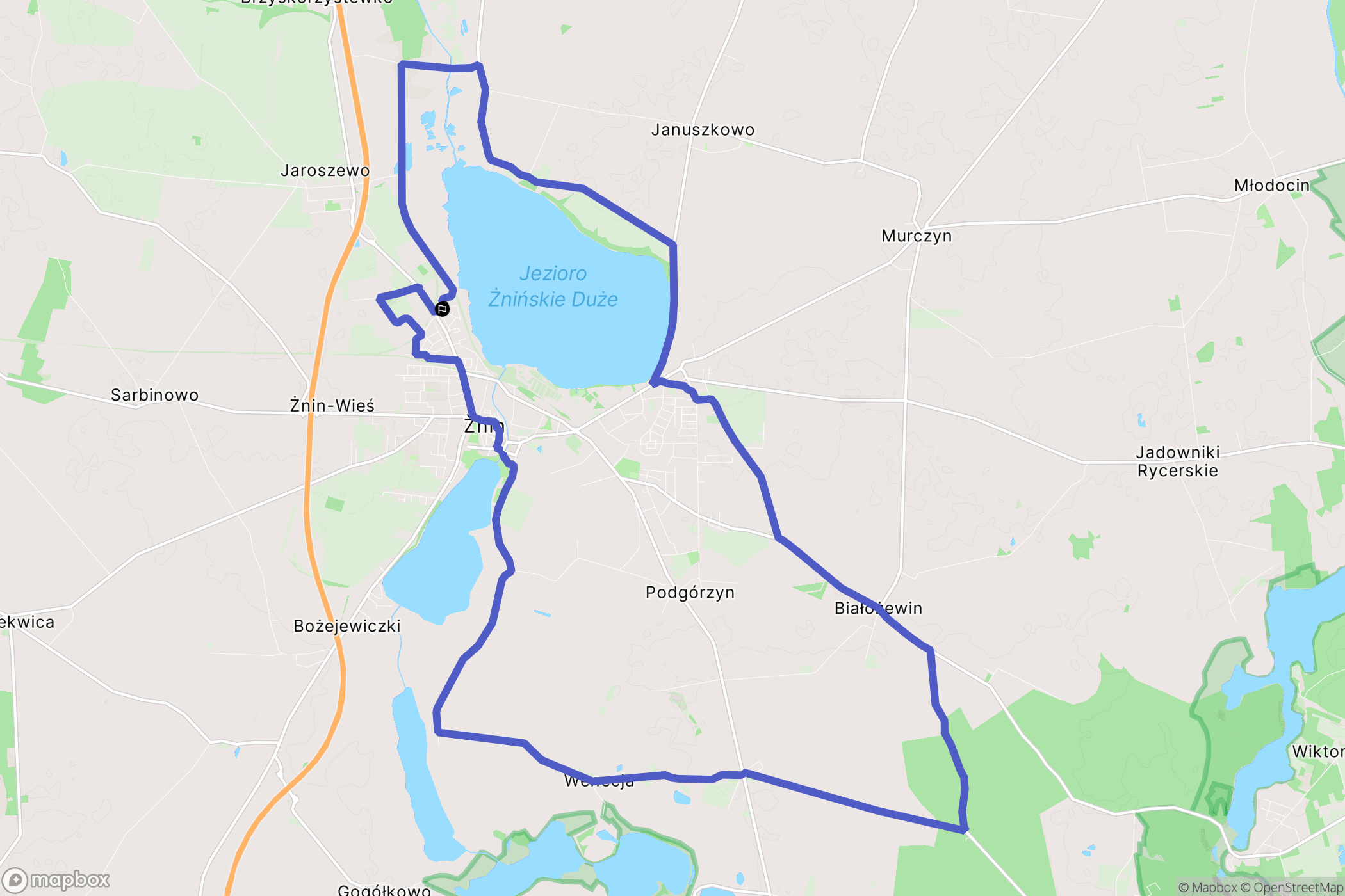 Żnin: mapa trasy - Poland