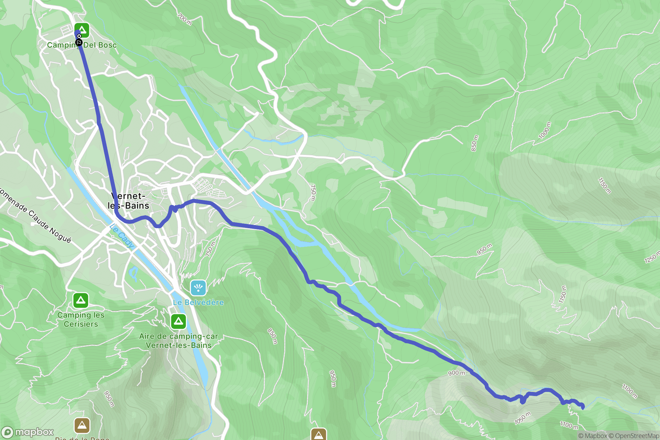 Vernet-les-Bains : carte du parcours de randonnée - France