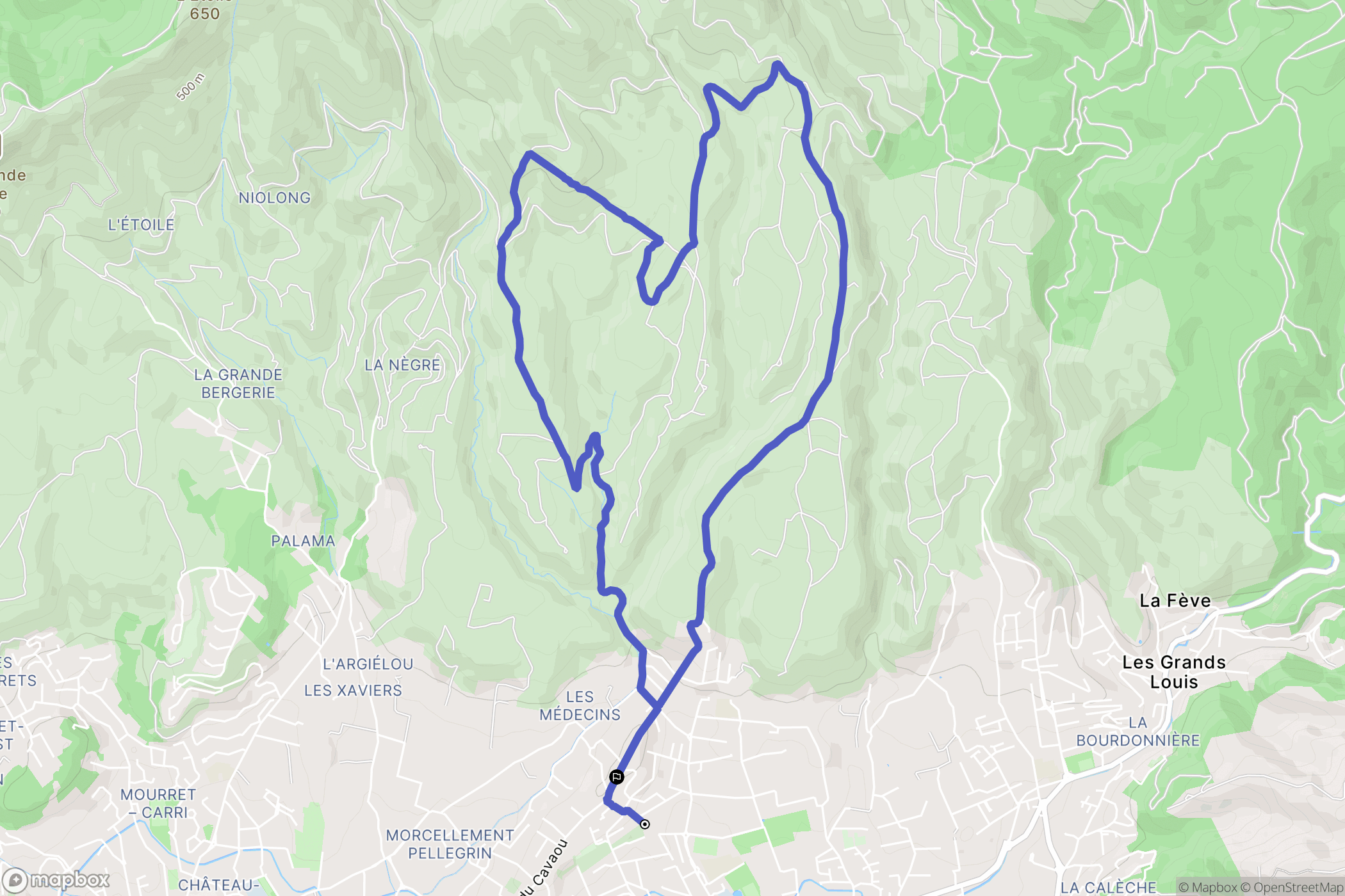 Plan-de-Cuques : carte du parcours de randonnée - France