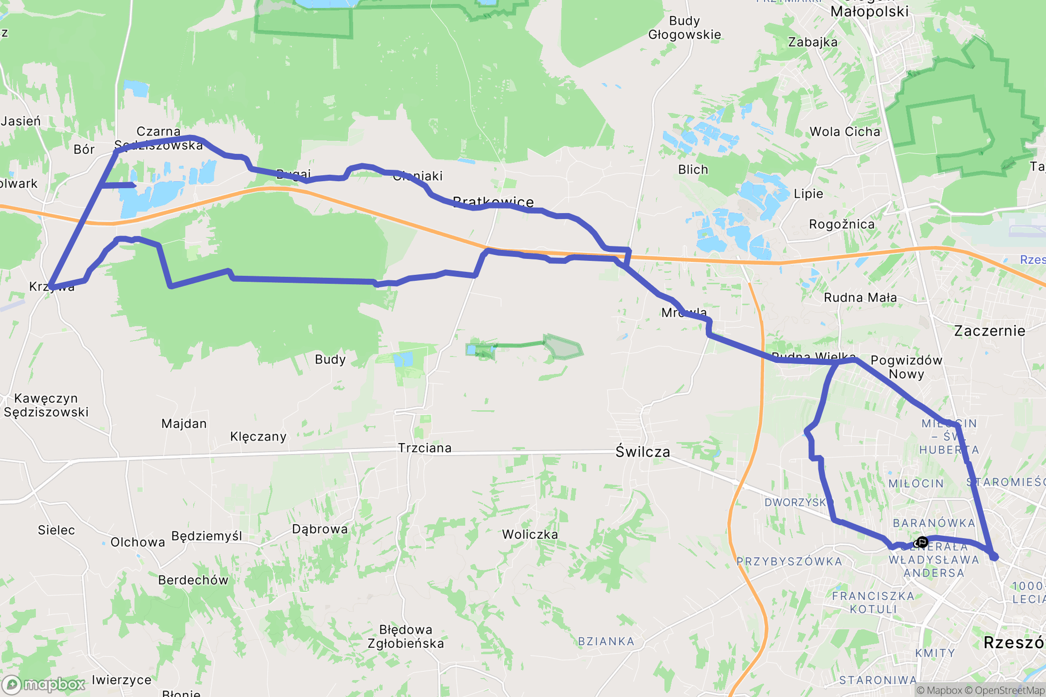 Rzeszów: mapa trasy - Poland