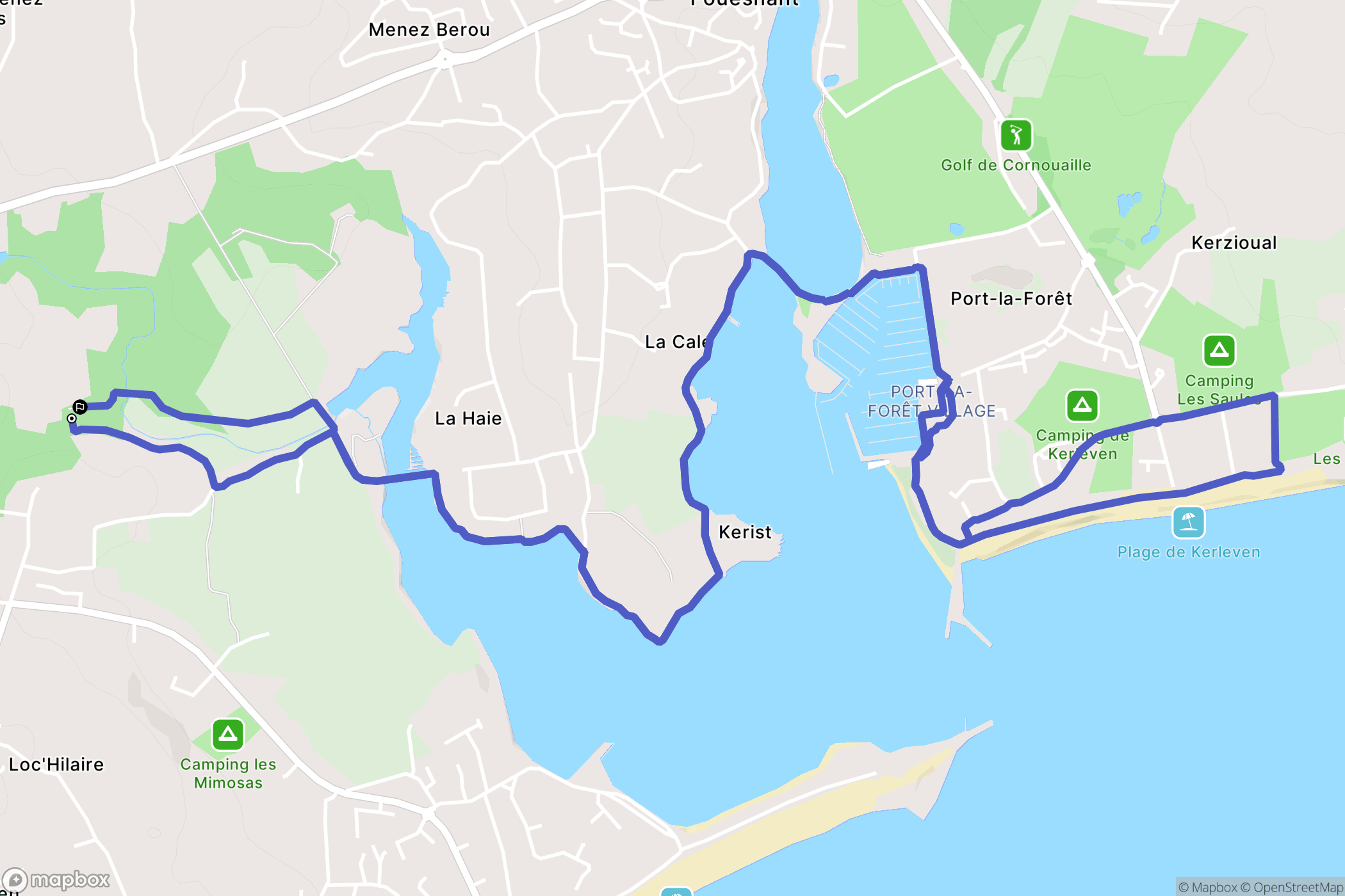 Fouesnant : carte du parcours de randonnée - France