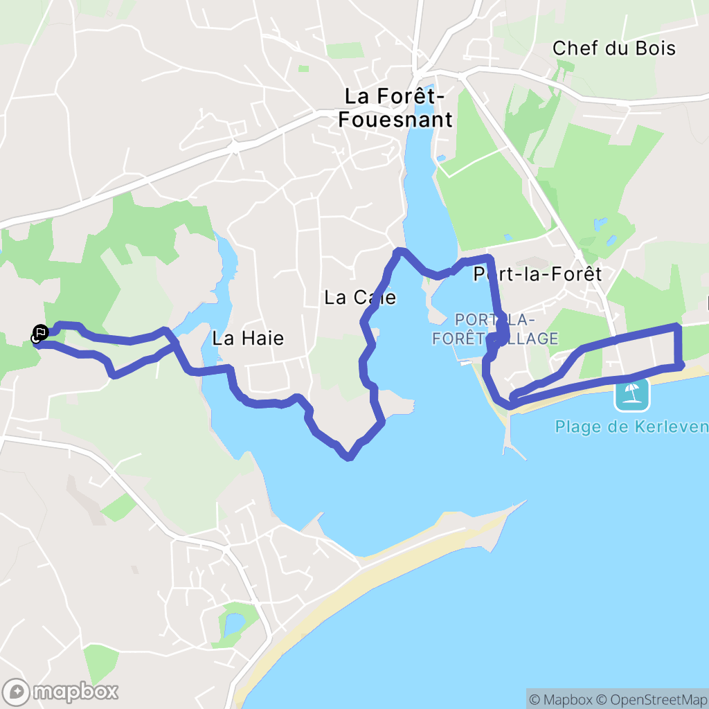 Fouesnant : carte du parcours de randonnée - France