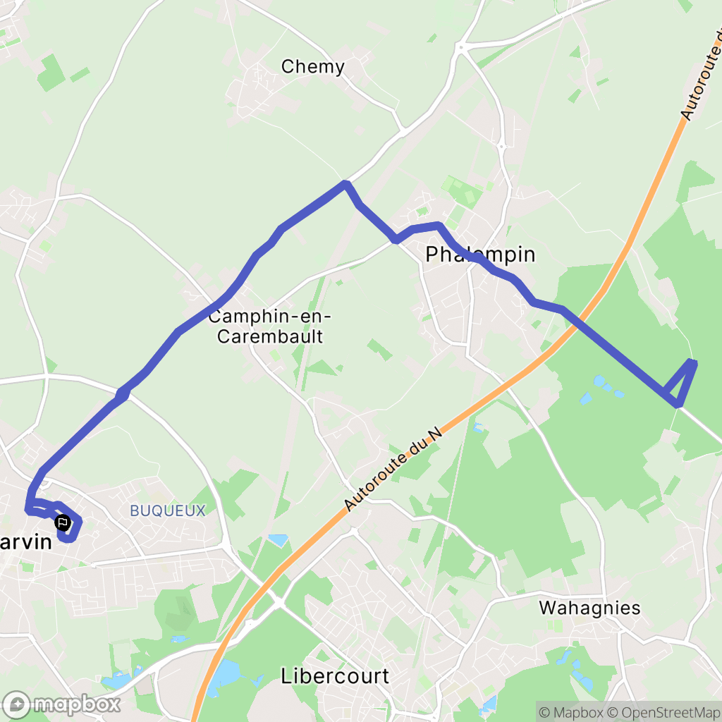 Carvin : carte du parcours de randonnée - France