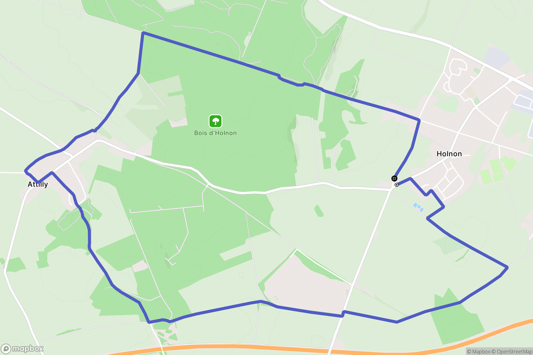 Holnon : carte du parcours de randonnée - France