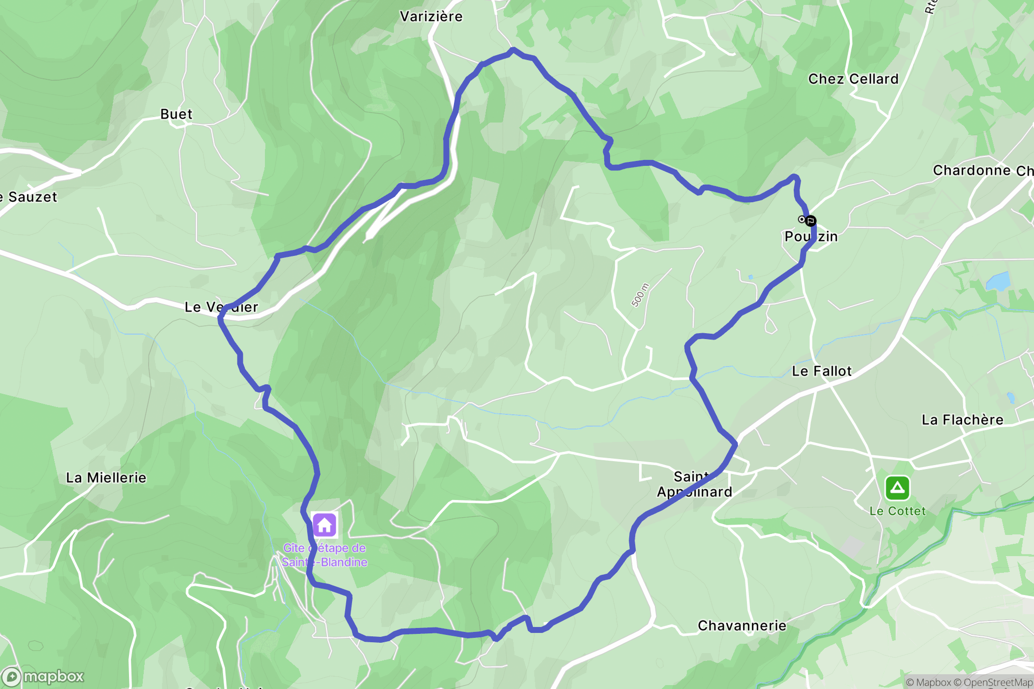 Saint-Appolinard : carte du parcours de randonnée - France
