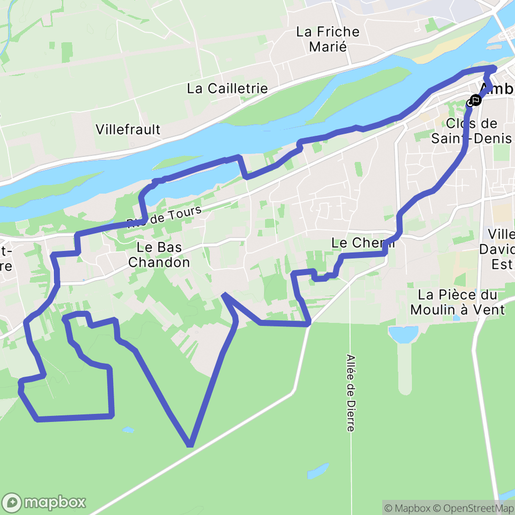 Amboise : carte du parcours de randonnée - France