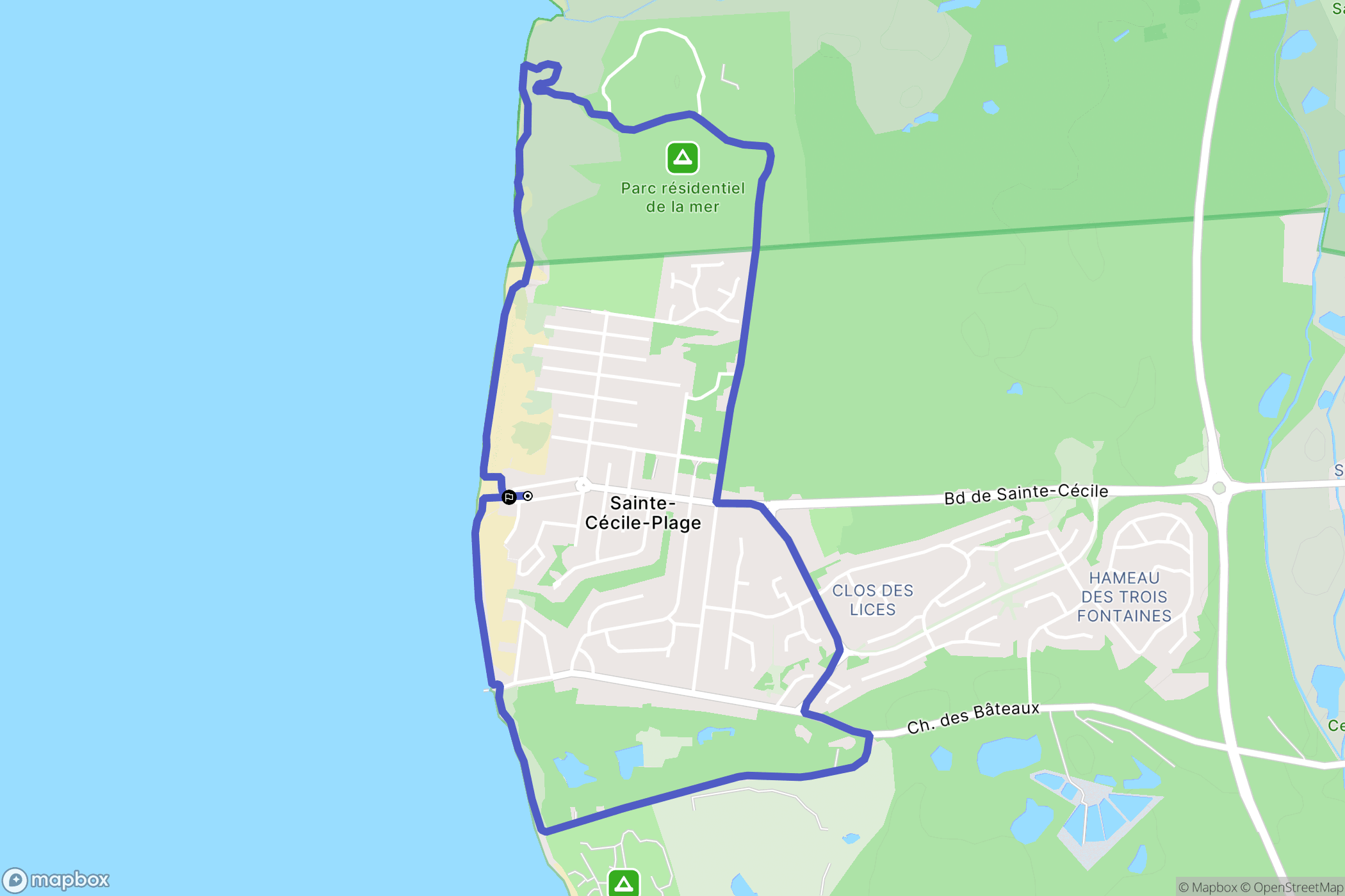 Camiers : carte du parcours de randonnée - France