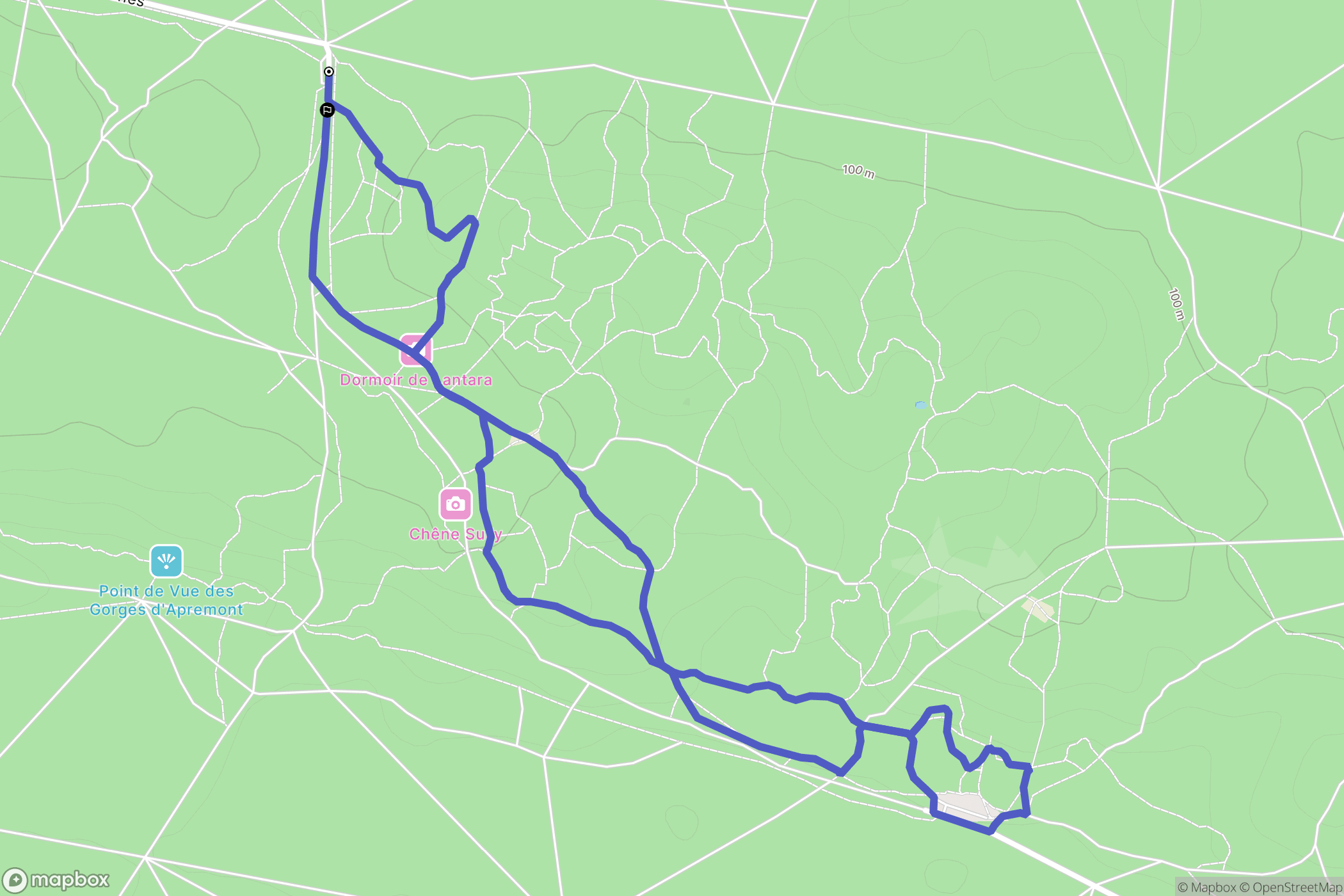 Fontainebleau : carte du parcours de randonnée - France