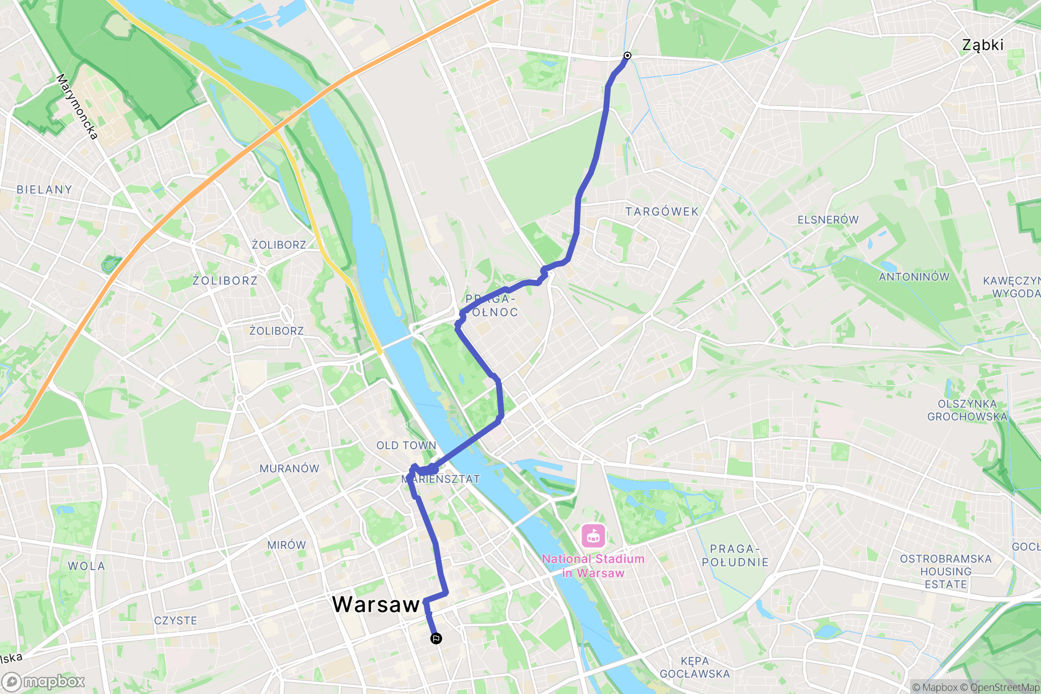 Warszawa: mapa trasy - Poland
